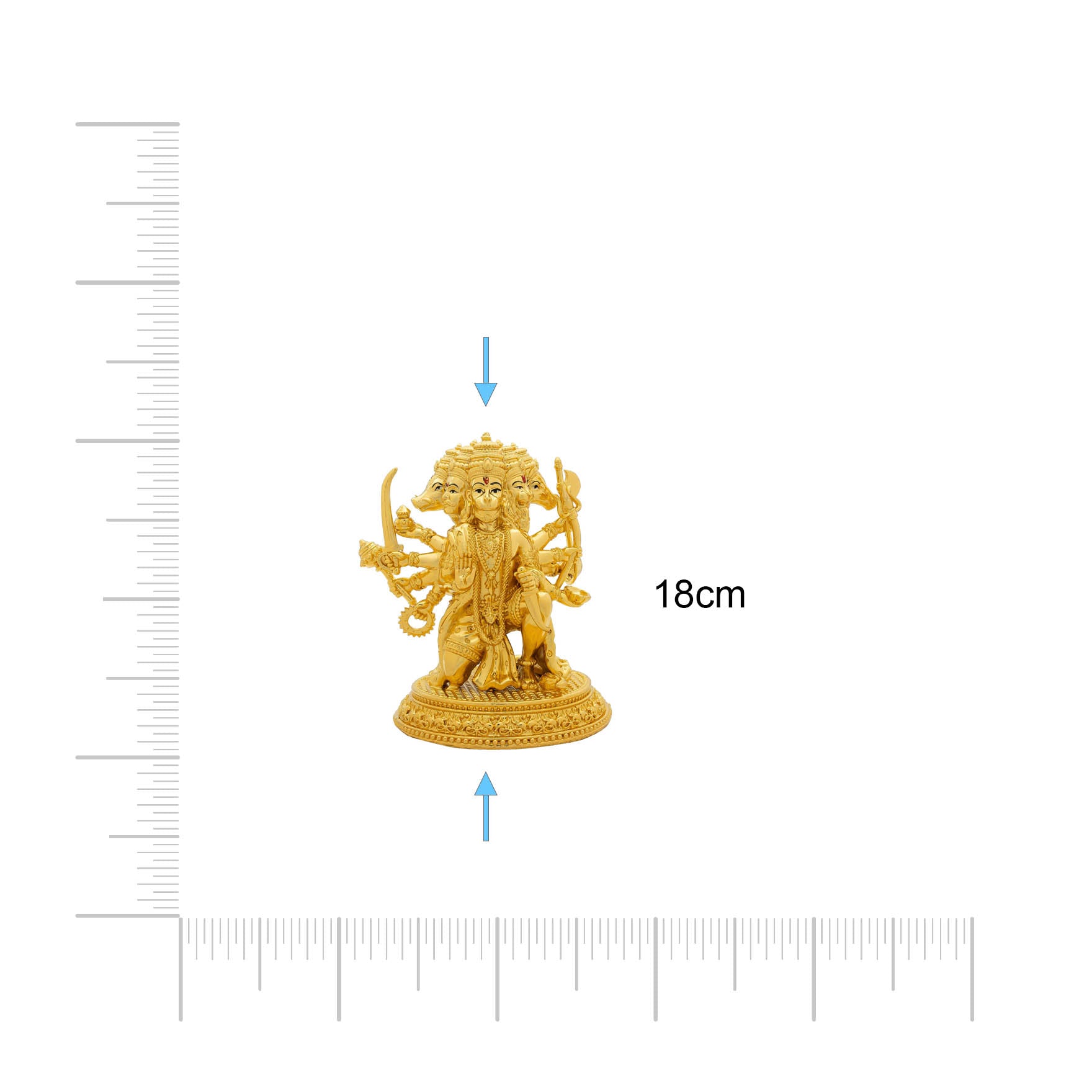 Panchamukhi Hanuman Idol – Traditional Hindu Deity Sculpture – Hanuman (Five-Faced Form) Murti/Statue – Home Temple & Spiritual Gift | PIDH28-0063