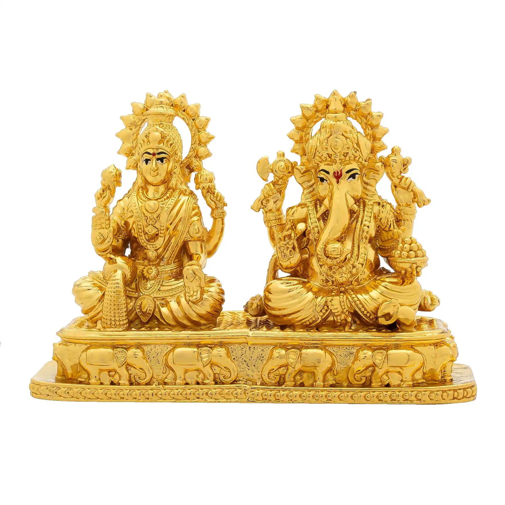 Lakshmi Ganesh Idol – Traditional Hindu Deity Sculpture – Lakshmi Ganesha Murti/Statue – Home Temple & Festive Puja Gift | PIDGL6-057