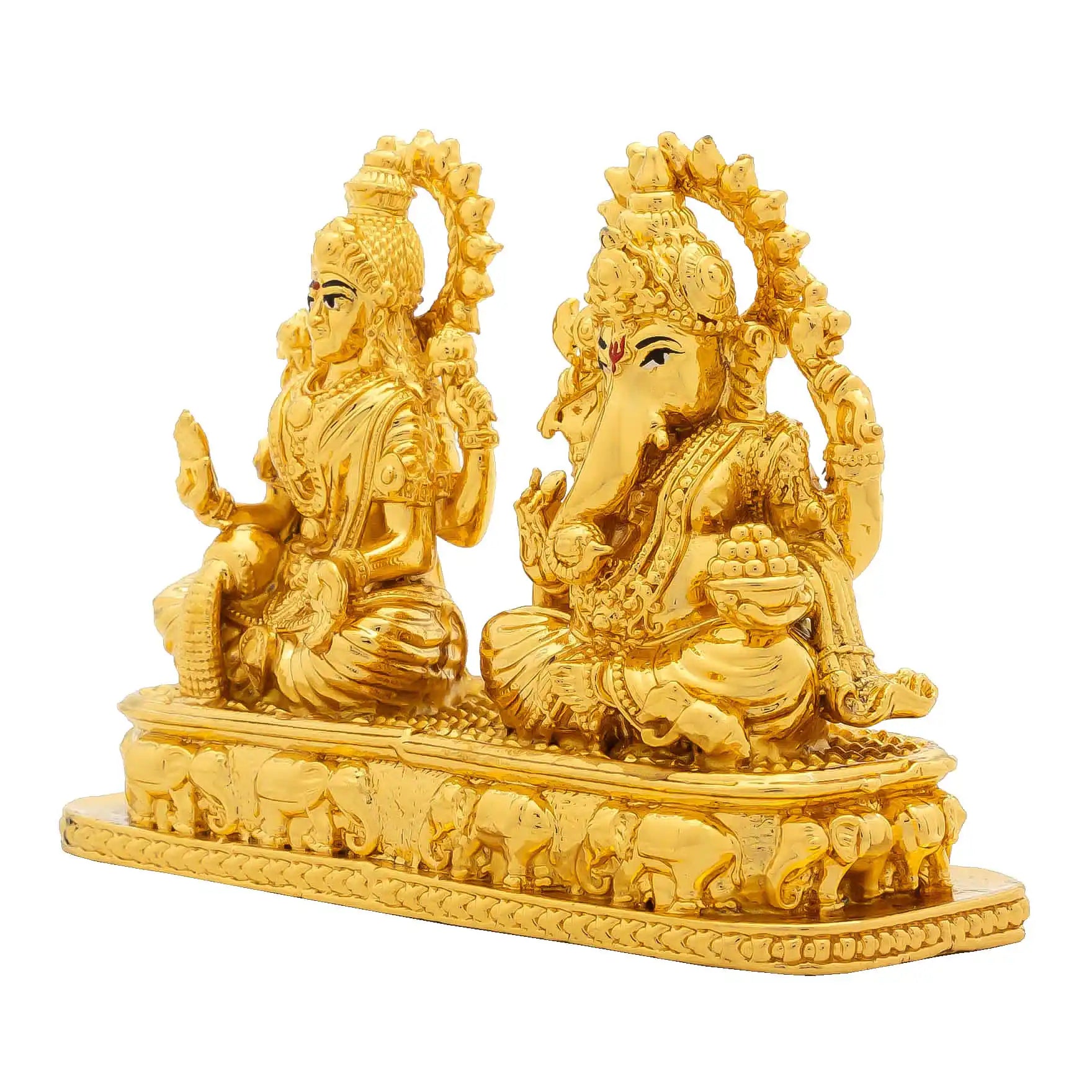 Lakshmi Ganesh Idol – Traditional Hindu Deity Sculpture – Lakshmi Ganesha Murti/Statue – Home Temple & Festive Puja Gift | PIDGL6-057
