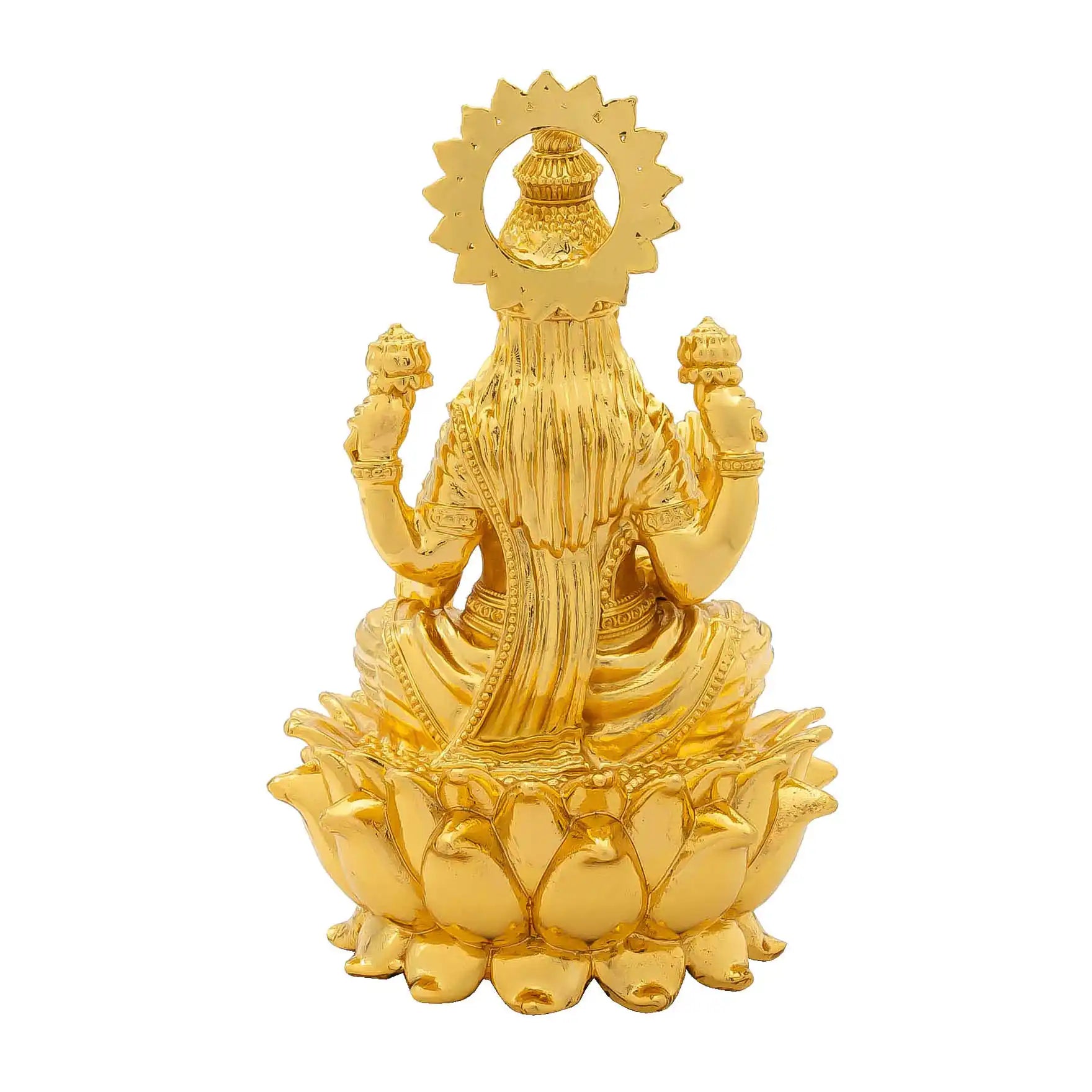 Goddess Lakshmi devi Idol – Lotus Base Design – Traditional Hindu Deity Sculpture – Lakshmi Mandir Decor – Home & Puja Gift PIDLA84-0022