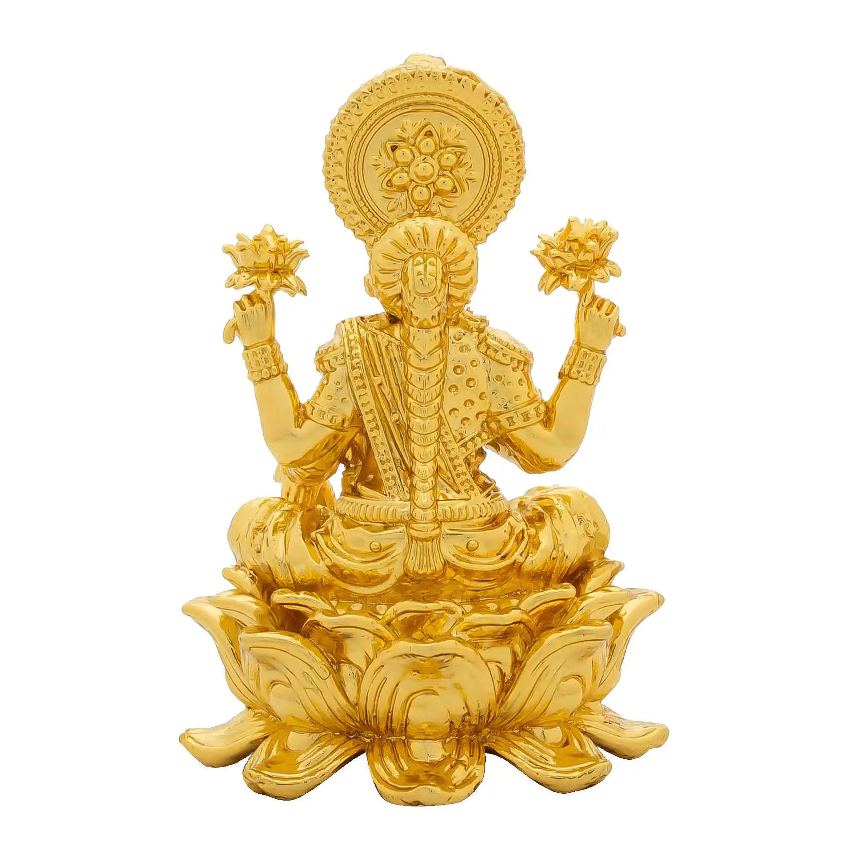Goddess Lakshmi devi Idol – Lotus Base Design – Traditional Hindu Deity Sculpture – Lakshmi Mandir Decor – Home & Puja Gift | PIDLA71-066