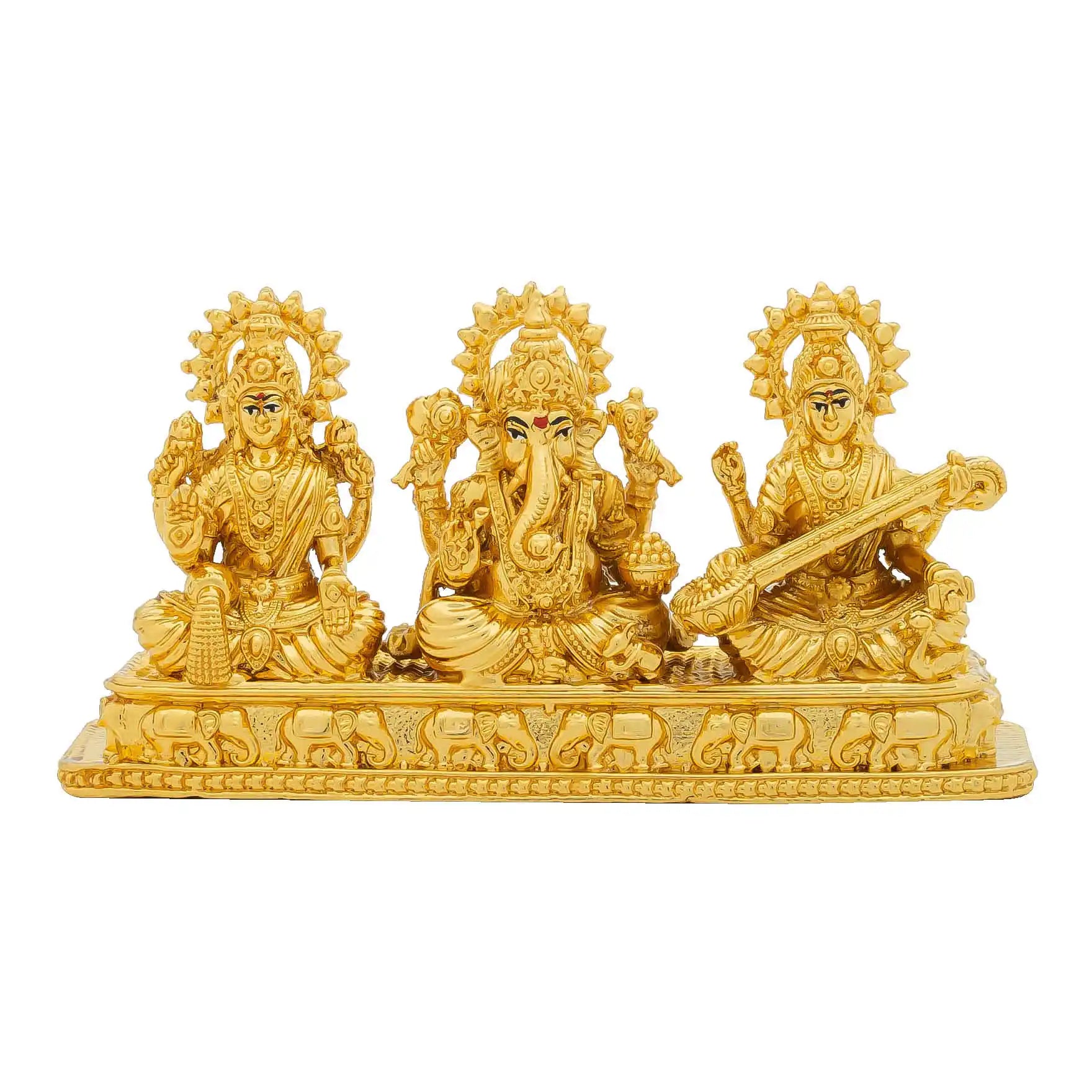 Lakshmi-Ganesha-Saraswati Idol – Traditional Indian Puja Décor – Home Temple/Mandap Gift/Festive | PIDLGS6-0021