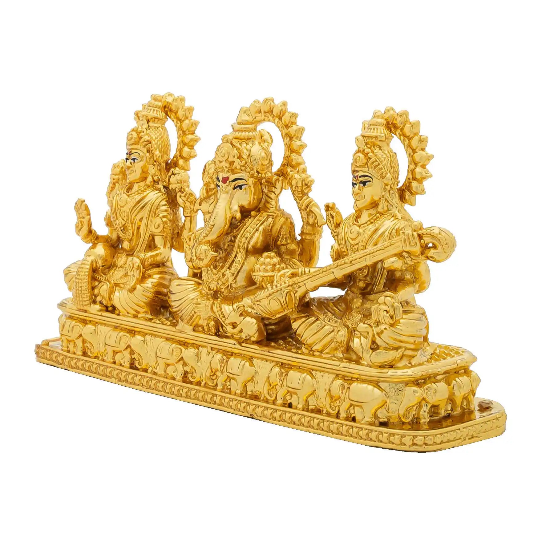 Lakshmi-Ganesha-Saraswati Idol – Traditional Indian Puja Décor – Home Temple/Mandap Gift/Festive | PIDLGS6-0021