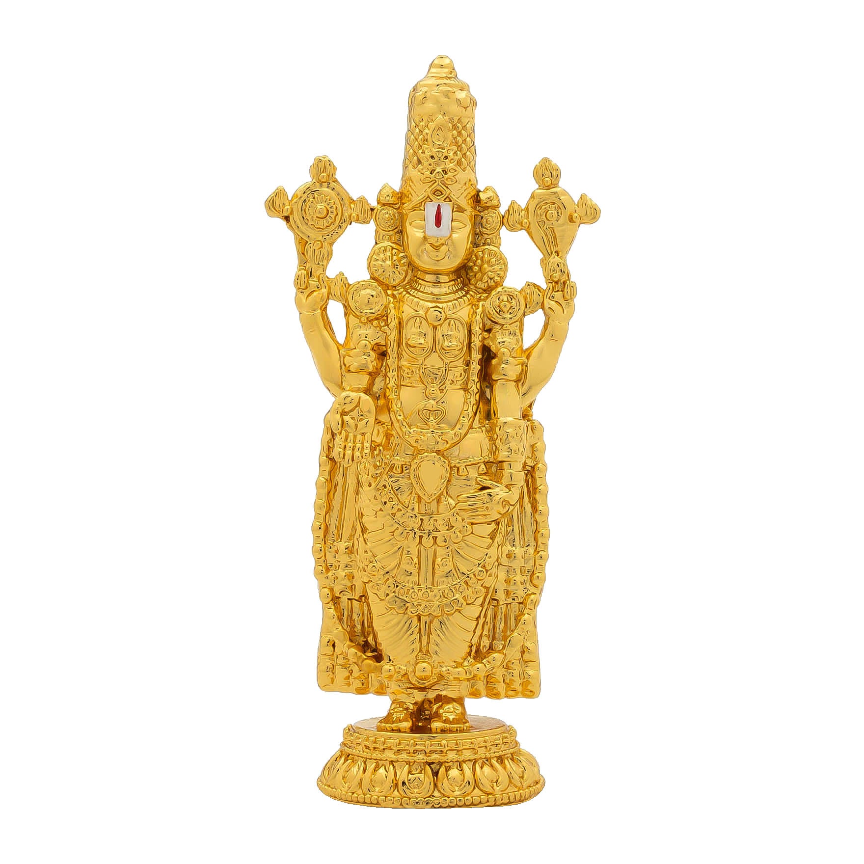 Lord Balaji Idol – Gold Plated Decorative Statue – Tirupati Venkateswara Swamy Design – Hindu Spiritual Figurine – Pooja & Home Decor | PIDTH25-004