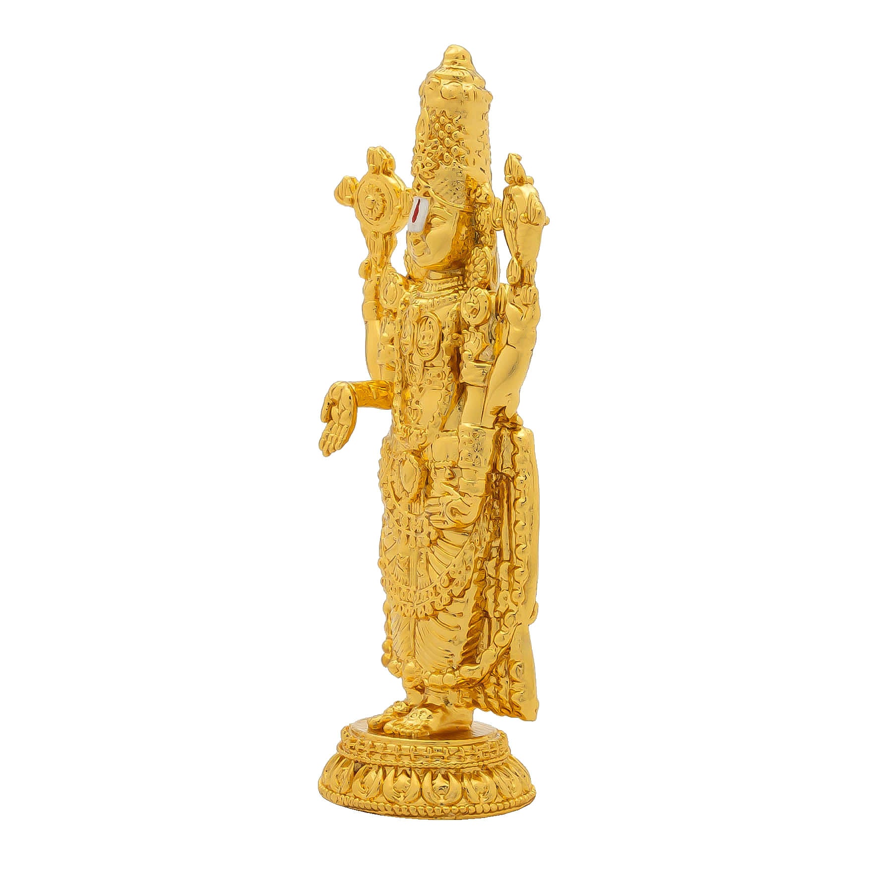 Lord Balaji Idol – Gold Plated Decorative Statue – Tirupati Venkateswara Swamy Design – Hindu Spiritual Figurine – Pooja & Home Decor | PIDTH25-004