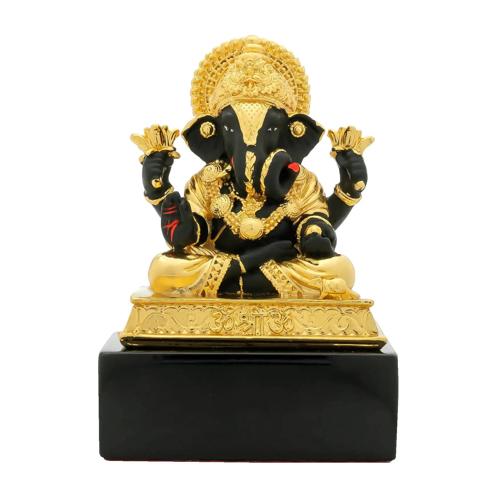 Lord Ganesha Idol – Black and Gold Finish – Traditional Hindu Deity Sculpture – Ganapati Puja Decor – Home & Festive Gift | PIDRBG67-082