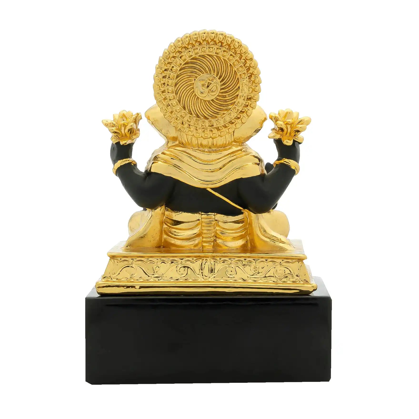 Lord Ganesha Idol – Black and Gold Finish – Traditional Hindu Deity Sculpture – Ganapati Puja Decor – Home & Festive Gift | PIDRBG67-082