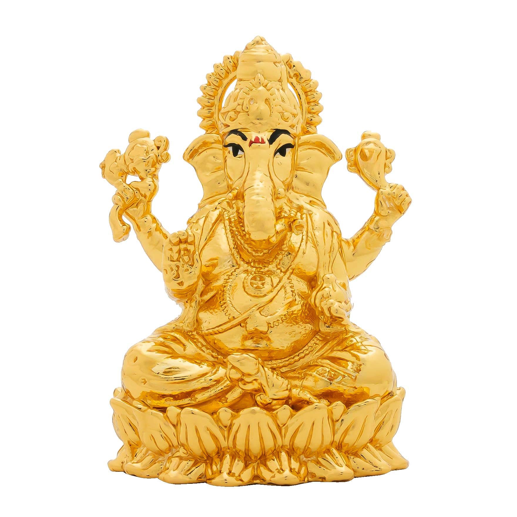 Lord Ganesha Idol – Traditional Hindu Deity Sculpture – Ganapati Murti/Statue on Lotus – Home Temple & Puja Gift | PIDG234-002