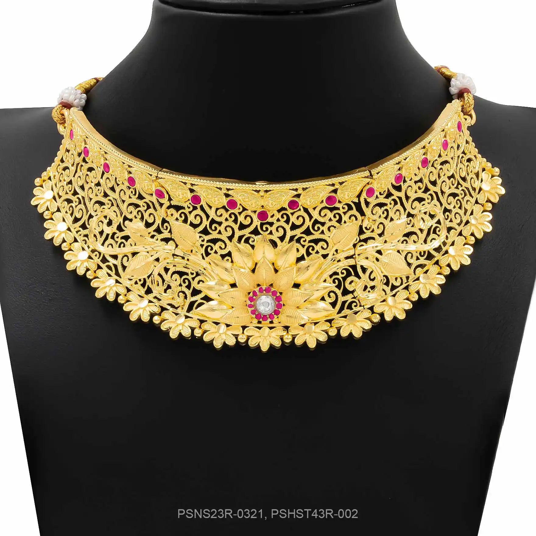 STONE NECKLACE LONG WITH GOLDEN STUD PSNS23R-0321,PSHST43R-002