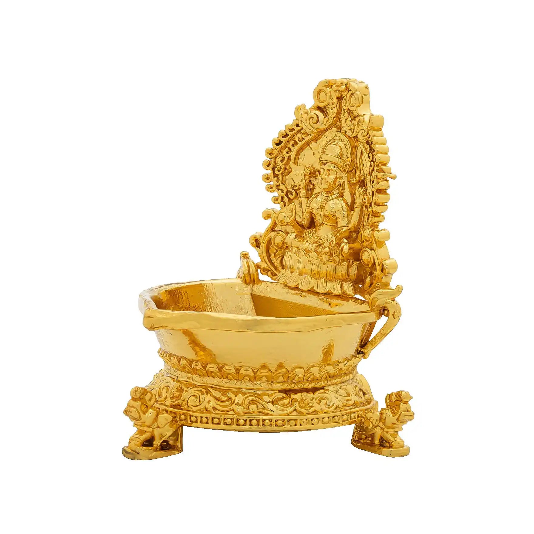 Pooja Lamp/Diya – Lakshmi Design with Ornate Base – Deepam (Traditional Oil Lamp) – Home Temple & Festive Decor | PIDKA4-053
