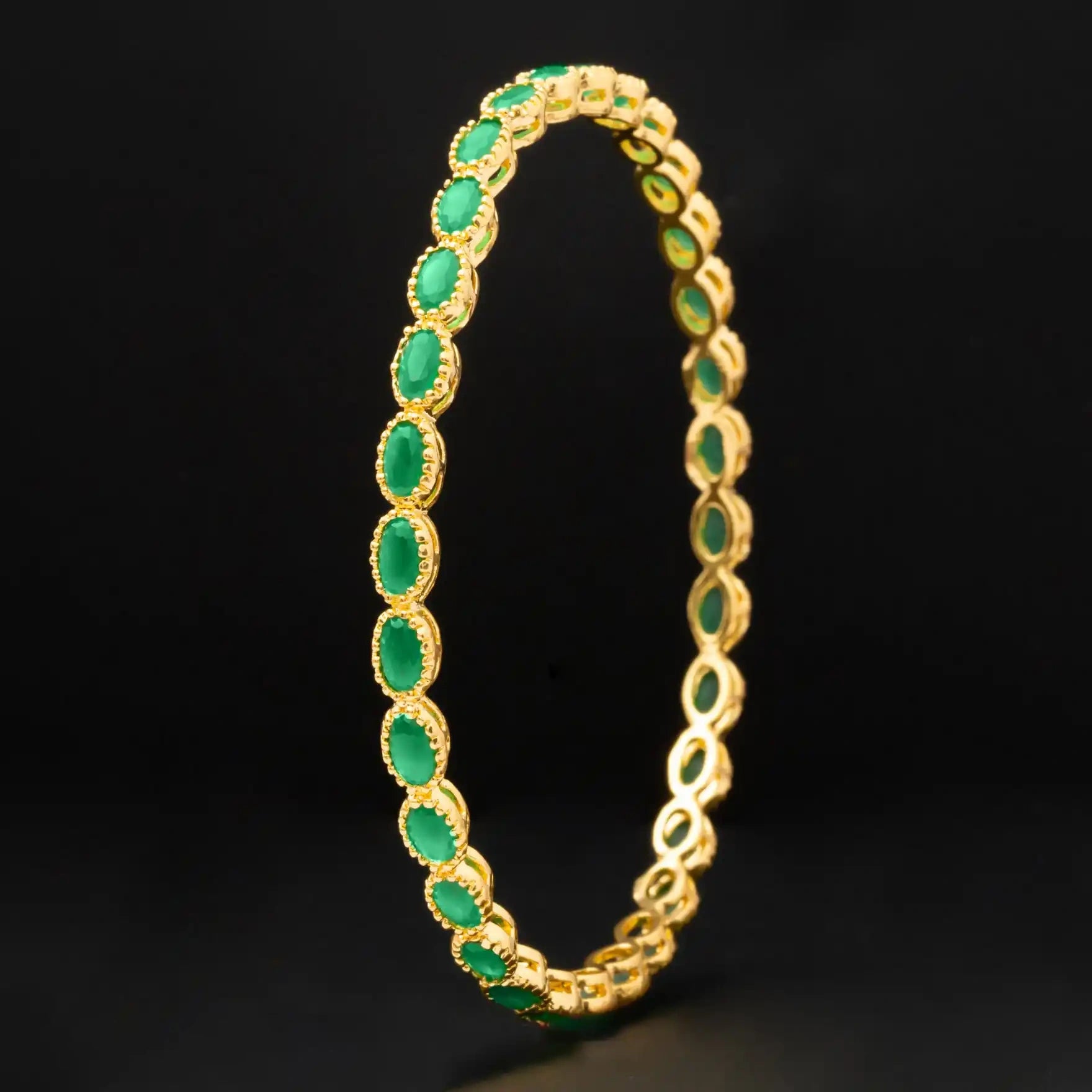 24ct Heavy Gold Layered Stone Bangle PSB17G-032