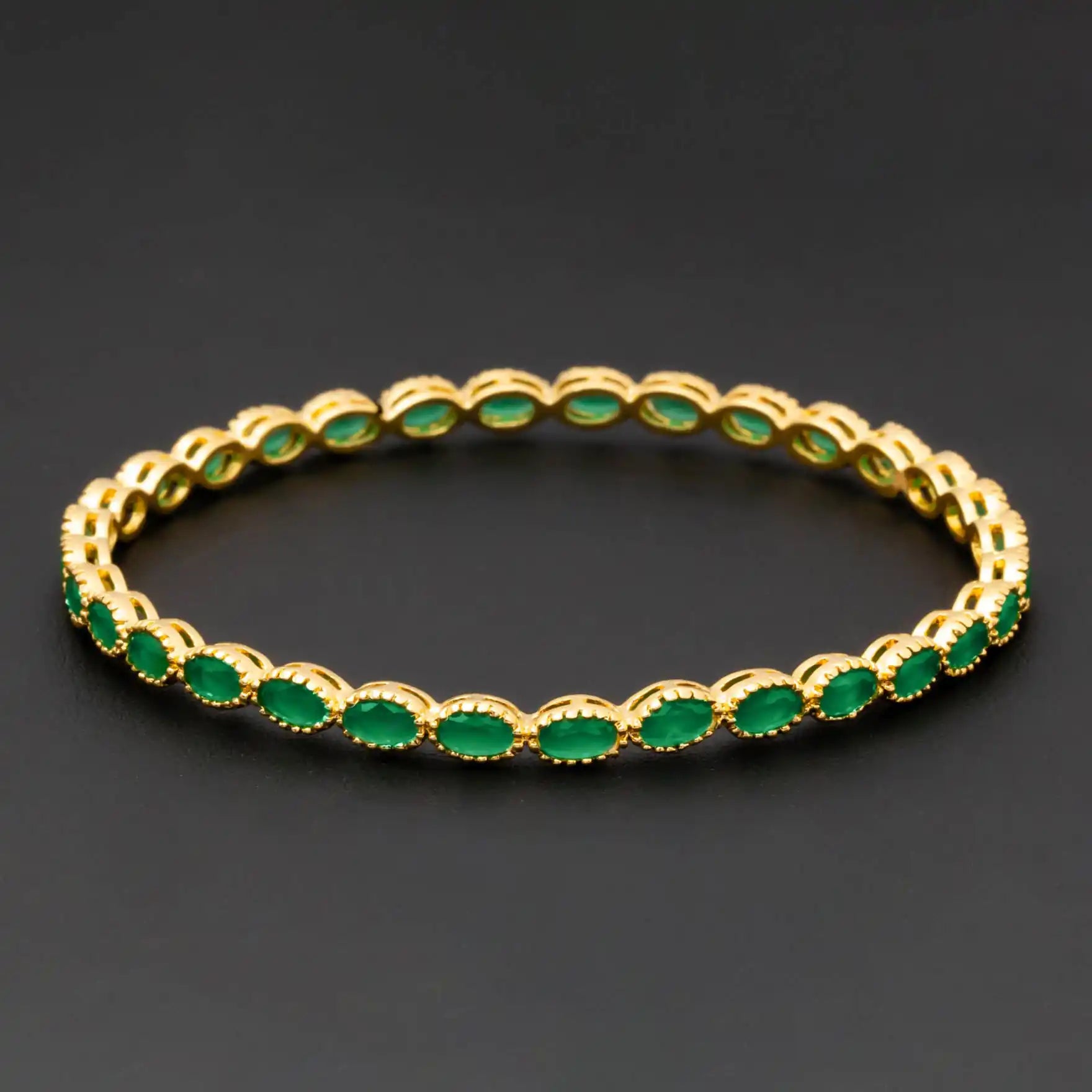 24ct Heavy Gold Layered Stone Bangle PSB17G-052