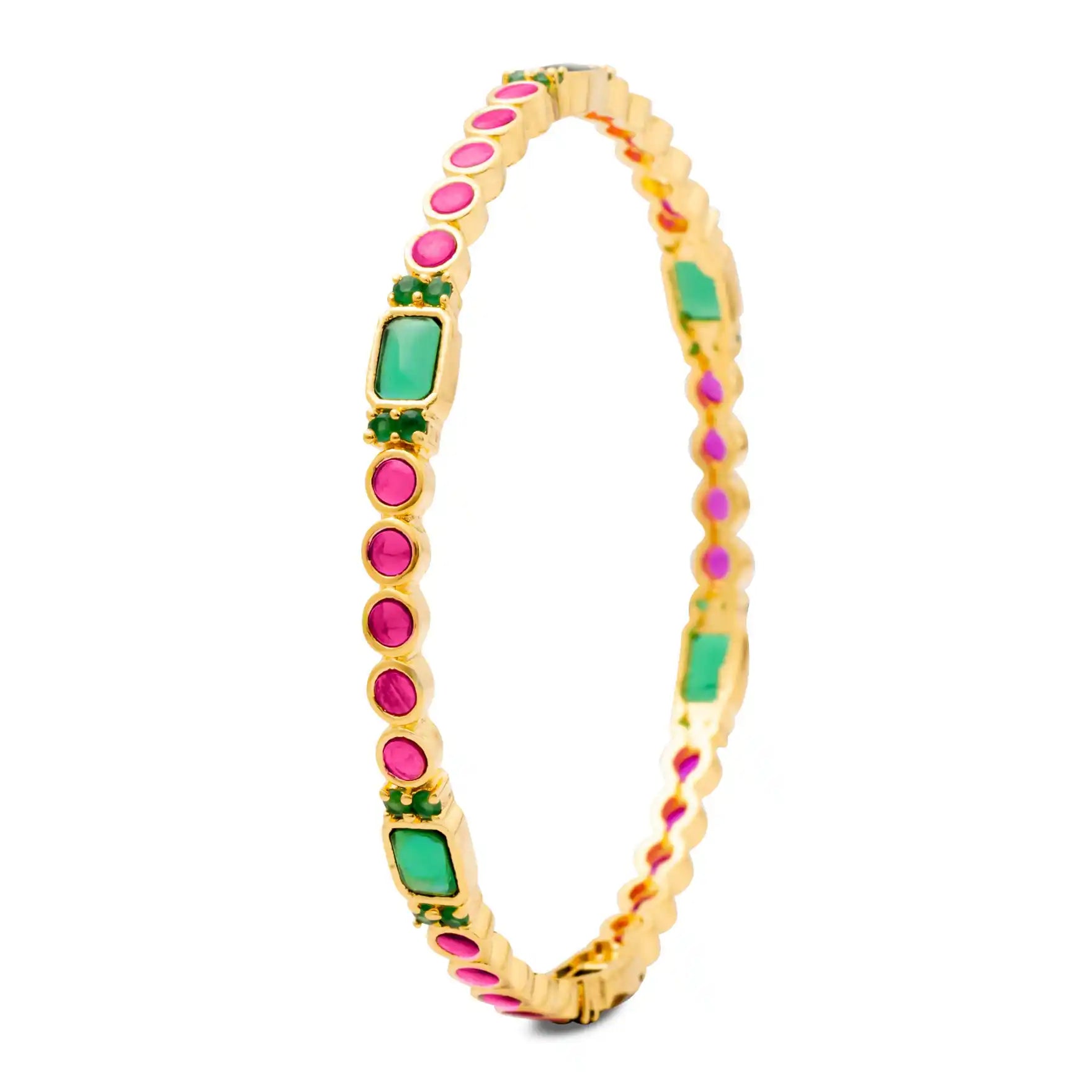 24ct Heavy Gold Layered Stone Bangle PSB14RG-022