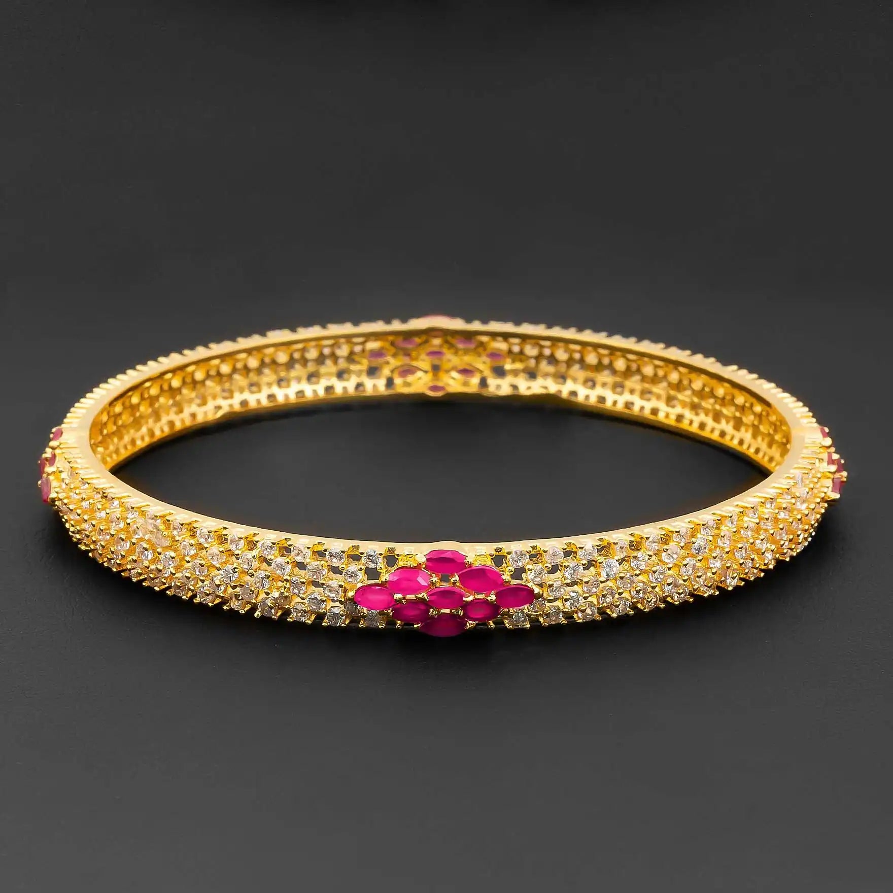 24ct Heavy Gold Layered Stone Bangle PSB3WR-023