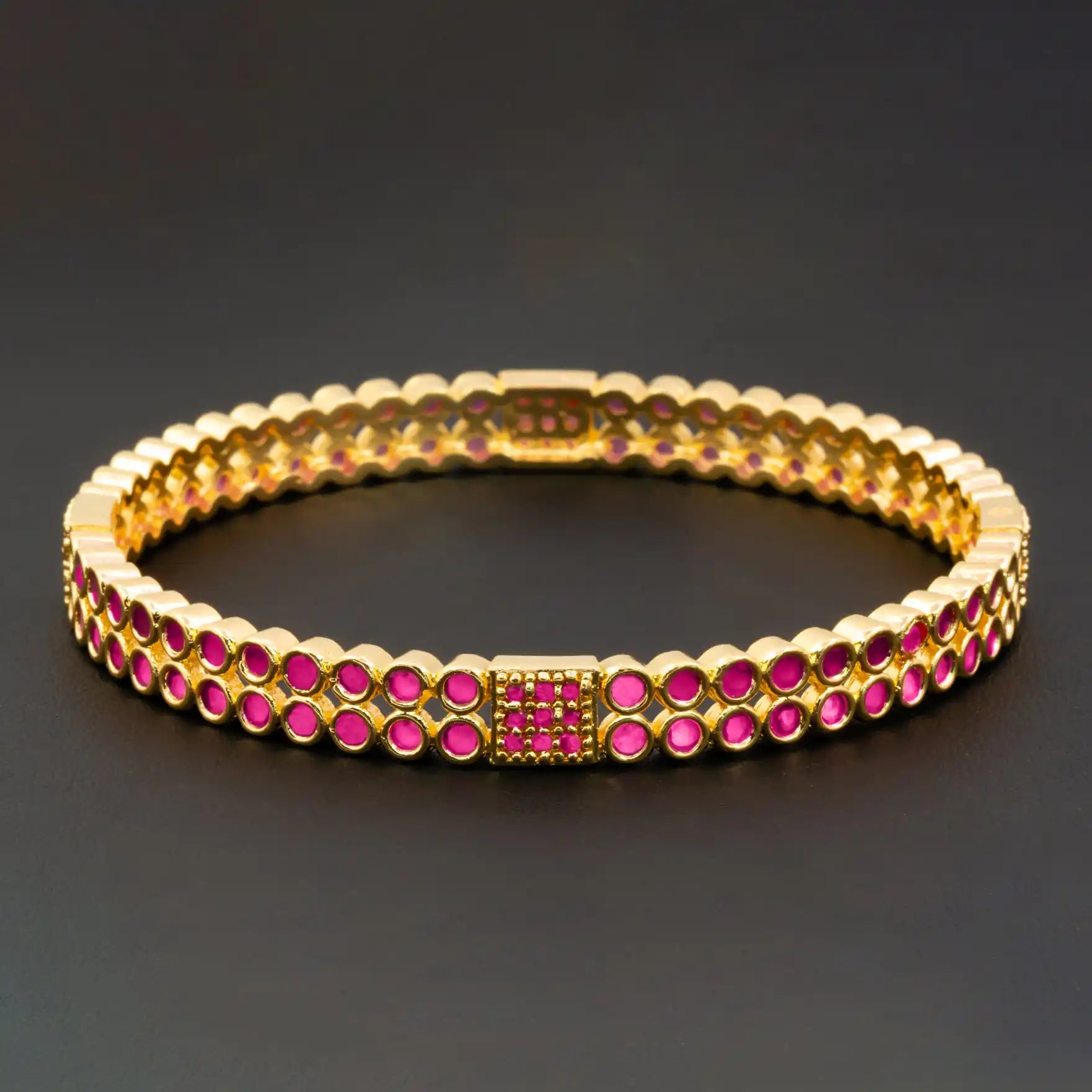 24ct Heavy Gold Layered Stone Bangle PSB11R-072