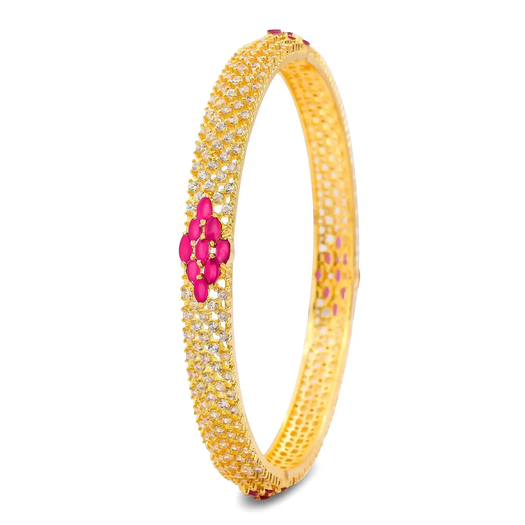 24ct Heavy Gold Layered Stone Bangle PSB3WR-023