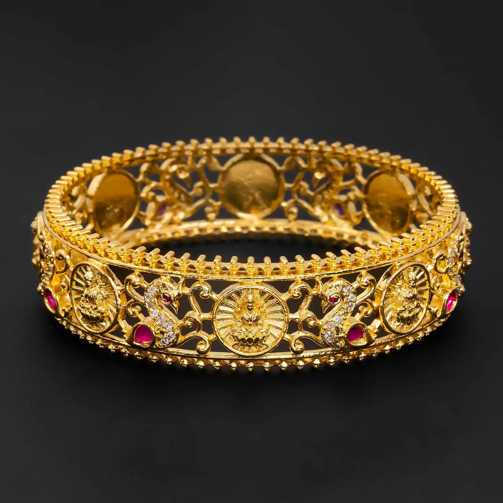 24ct Heavy Gold Layered Stone Bangle PSB4WR-005