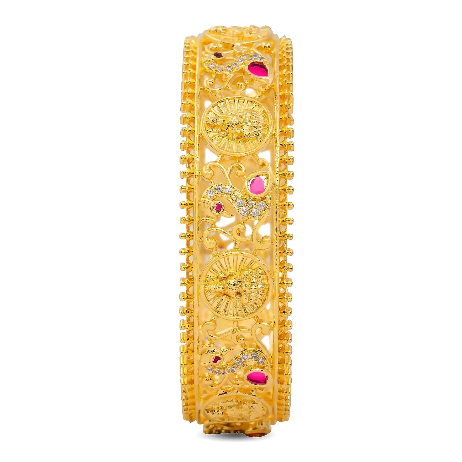 24ct Heavy Gold Layered Stone Bangle PSB4WR-005