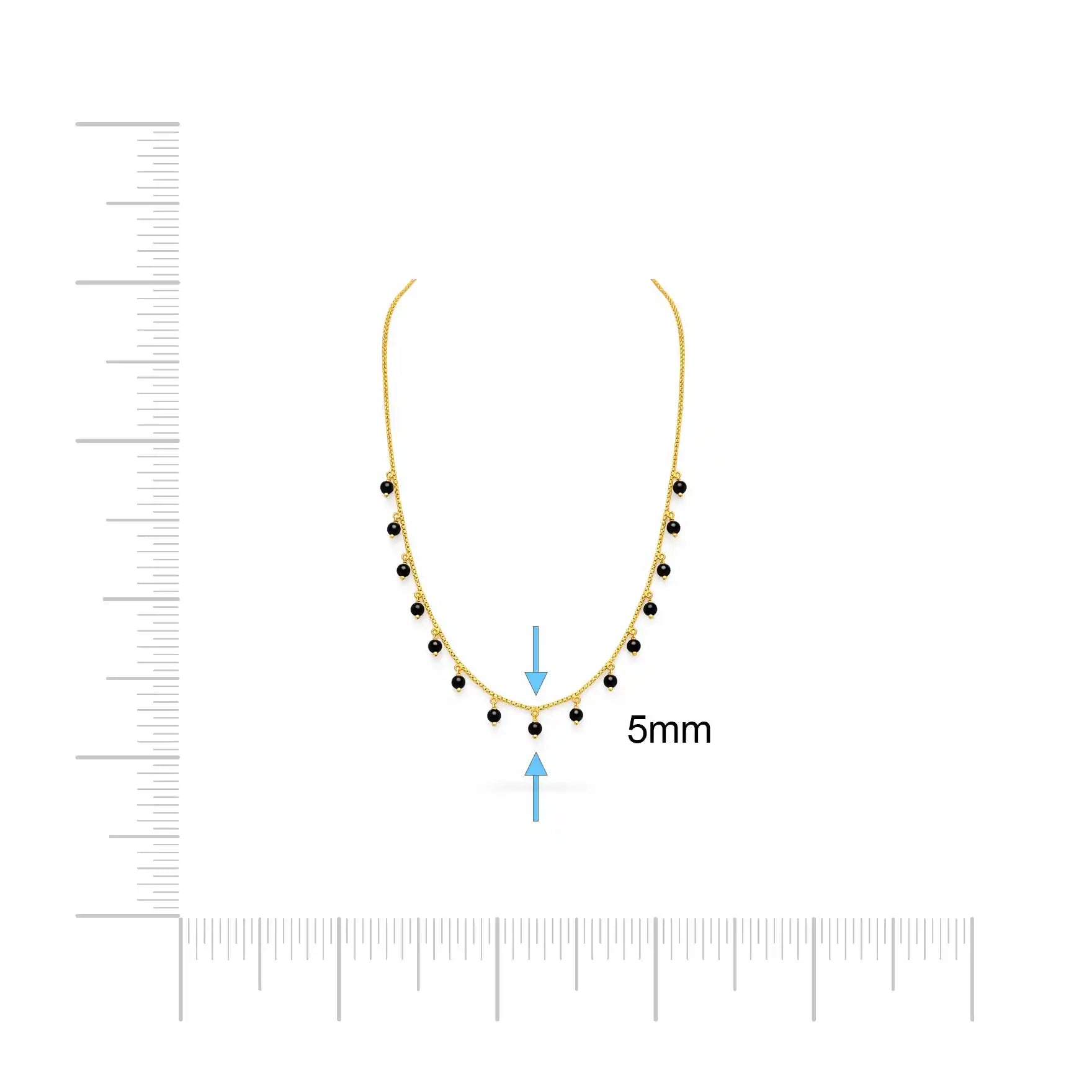 Black Bead Necklace PPNS8BO-073