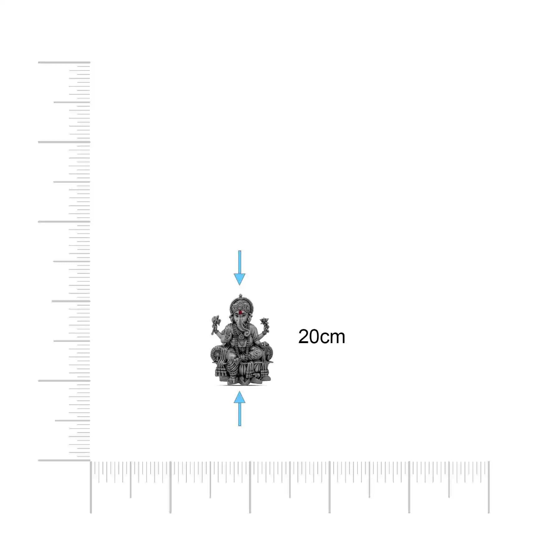 Lord Ganesha Idol – Antique Silver-Finish Resin Murti – Vinayaka Sitting Sculpture – Hindu Deity for Home Temple & Festive Décor | PIDRSG19a-0041
