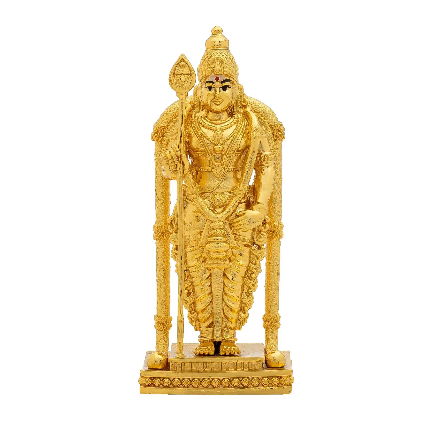 Lord Murugan Idol – Traditional South Indian Deity Sculpture – Kartikeya (Subramanya) Mandir Decor – Home & Puja Gift | PIDM19-007