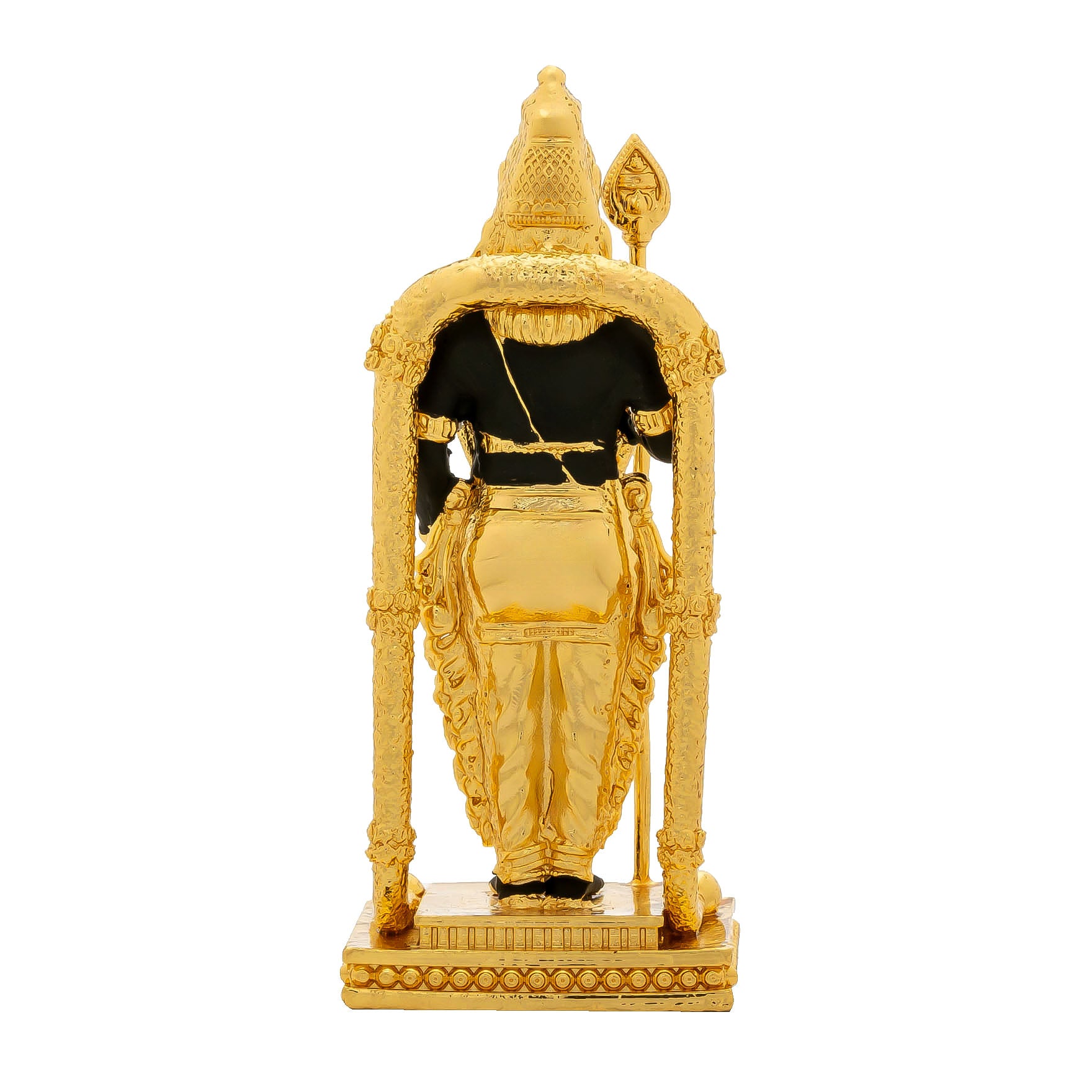 Lord Murugan Idol – Gold-Plated and Black Finish Hindu God Statue – Vel Holding Kartikeya Murti – South Indian Puja & Home Temple Decor | PIDBM1-007
