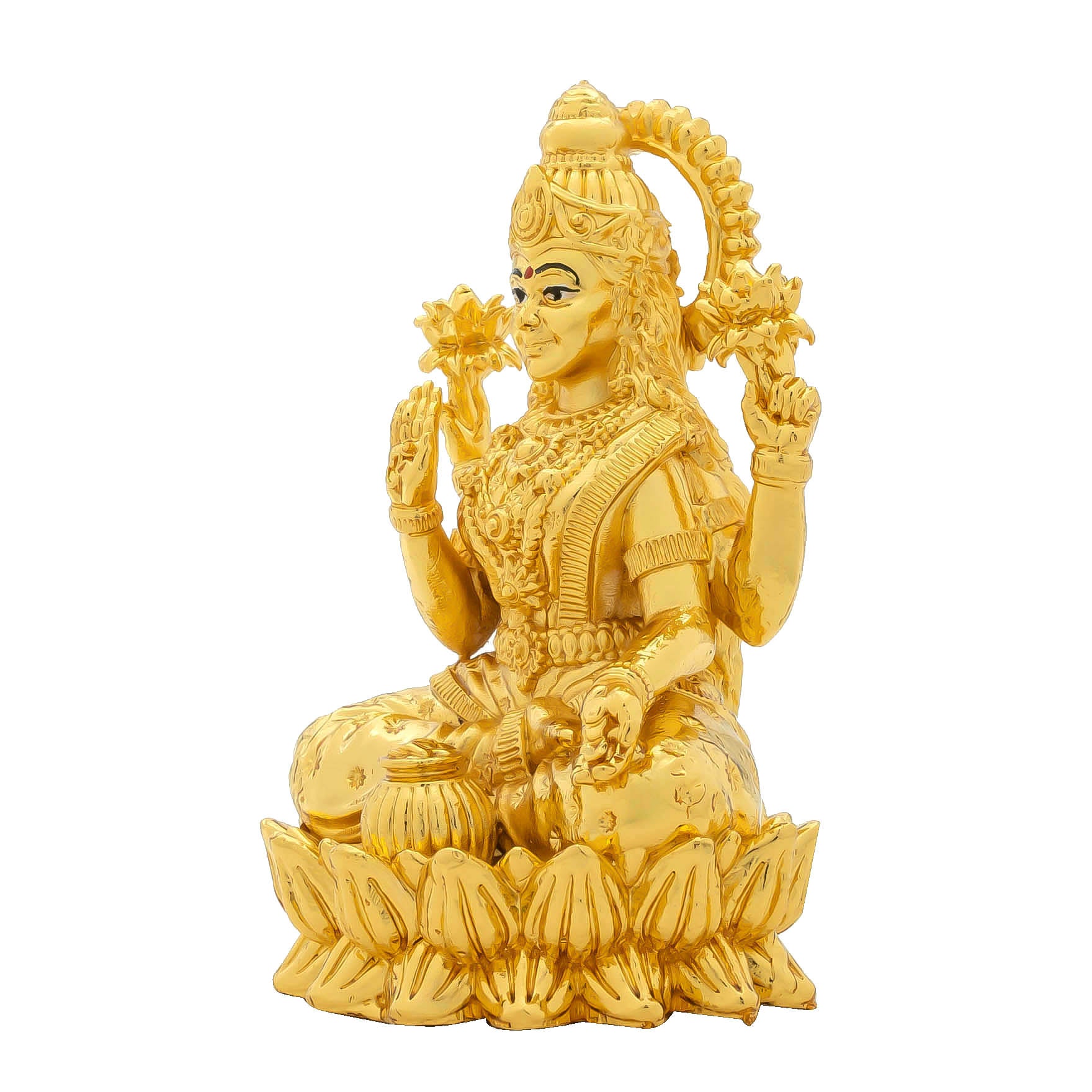 Goddess Lakshmi devi Idol – Lotus Base Design – Traditional Hindu Deity Sculpture – Lakshmi Mandir Decor – Home & Puja Gift | LAKSHMI DEVI IDOL PIDLA77-0001