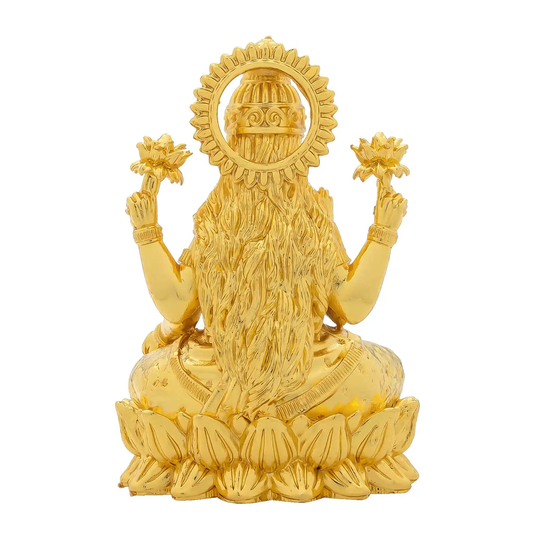 Goddess Lakshmi devi Idol – Lotus Base Design – Traditional Hindu Deity Sculpture – Lakshmi Mandir Decor – Home & Puja Gift | LAKSHMI DEVI IDOL PIDLA77-0001