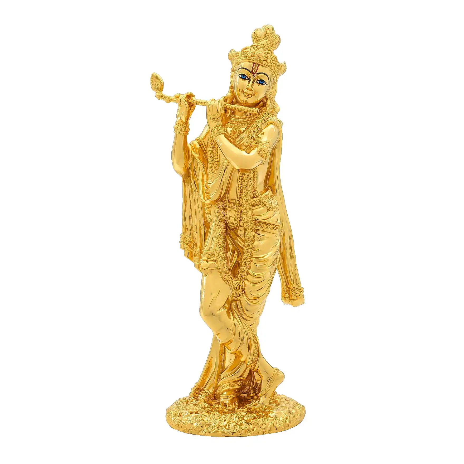 Lord Krishna Idol – Traditional Hindu Deity Sculpture – Krishna (Flute Playing Pose) Mandir Decor – Home & Puja Gift | PIDKR45-0071
