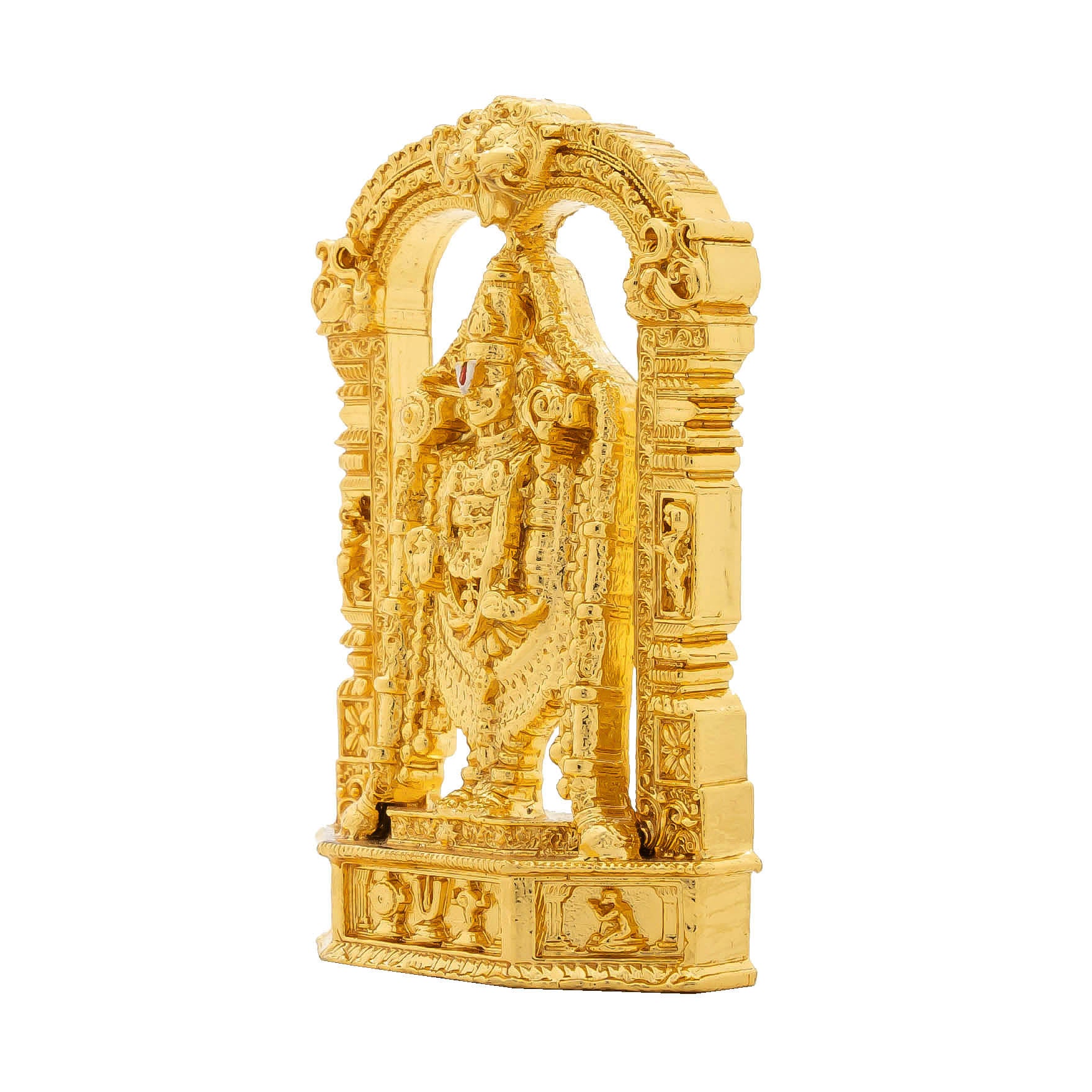 Lord Venkateswara Idol with Prabhavali – Gold Plated Decorative Statue – Tirupati Balaji Temple Design – Hindu Spiritual Figurine – Pooja & Home Decor | PIDTH24-055