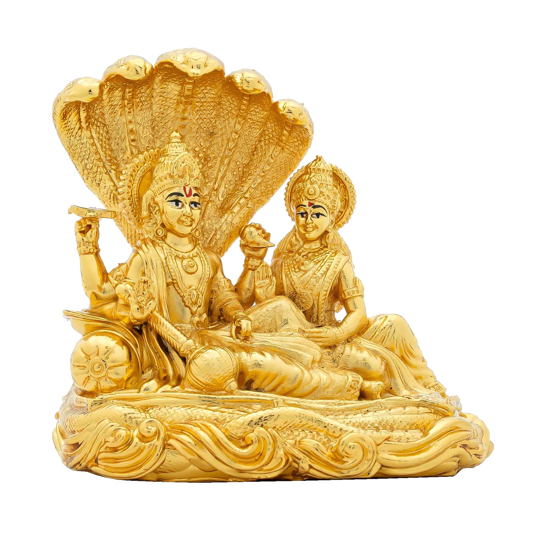 Lord Vishnu with Goddess Lakshmi on Sheshnag – Hindu Spiritual Figurine/Decorative Idol – Pooja & Home Decor |PIDVL5-0031