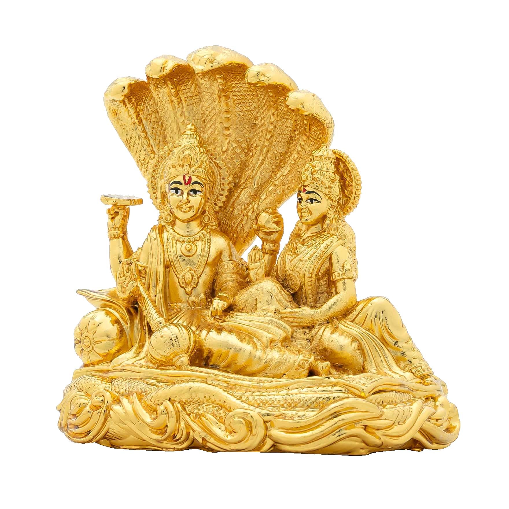Lord Vishnu with Goddess Lakshmi on Sheshnag – Hindu Spiritual Figurine/Decorative Idol – Pooja & Home Decor |PIDVL5-0031