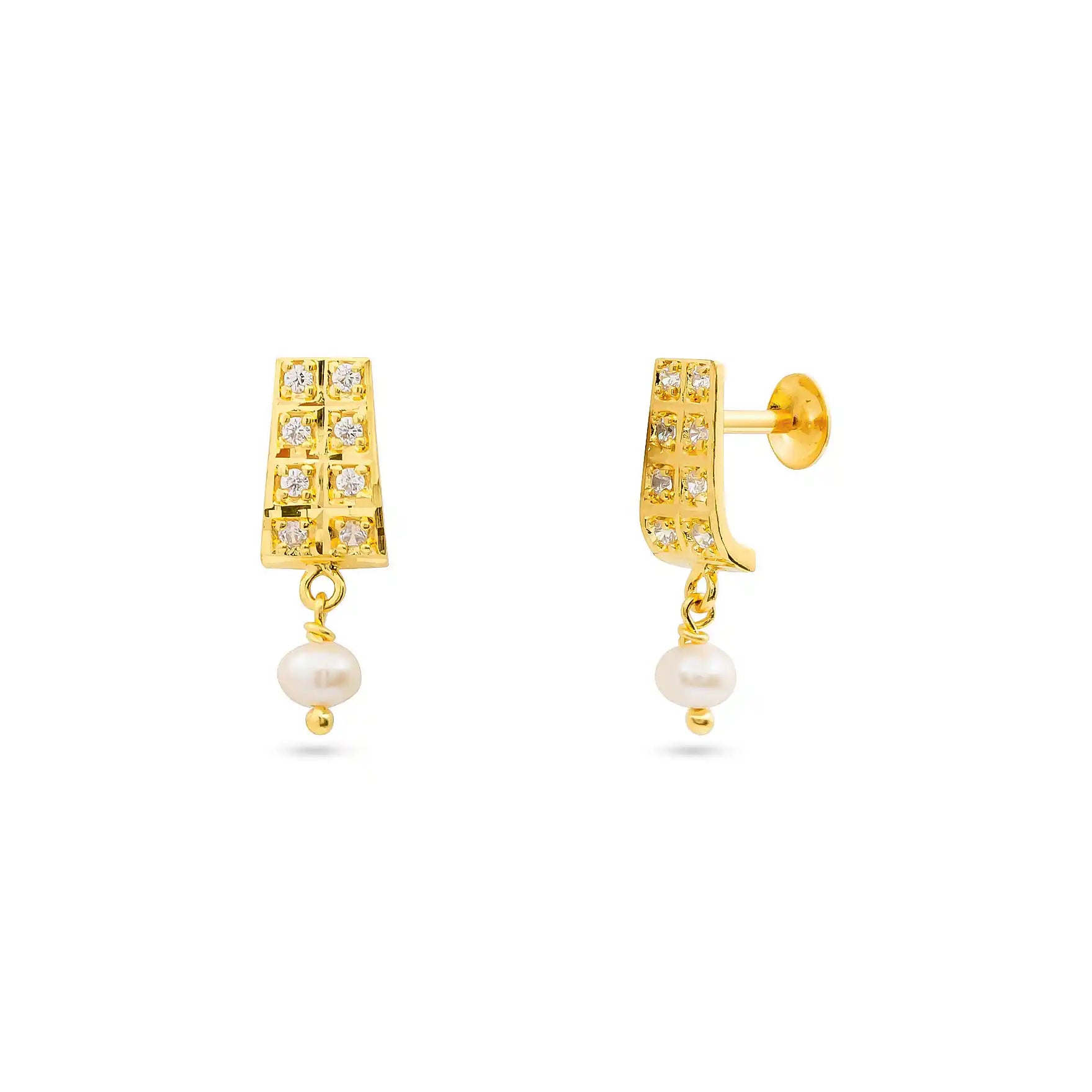 Elegant Gold Plated Stone Hanging Stud Online | Parakkat Jewels