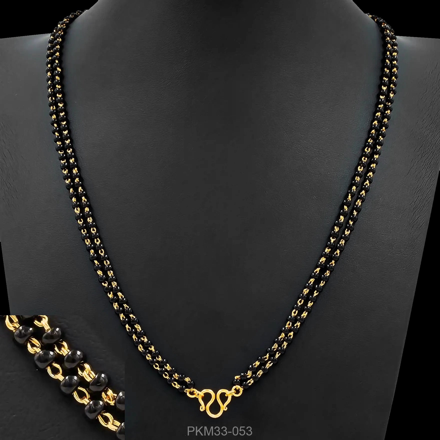 Black Bead Loop Twin Karimani Chain Gold Layered