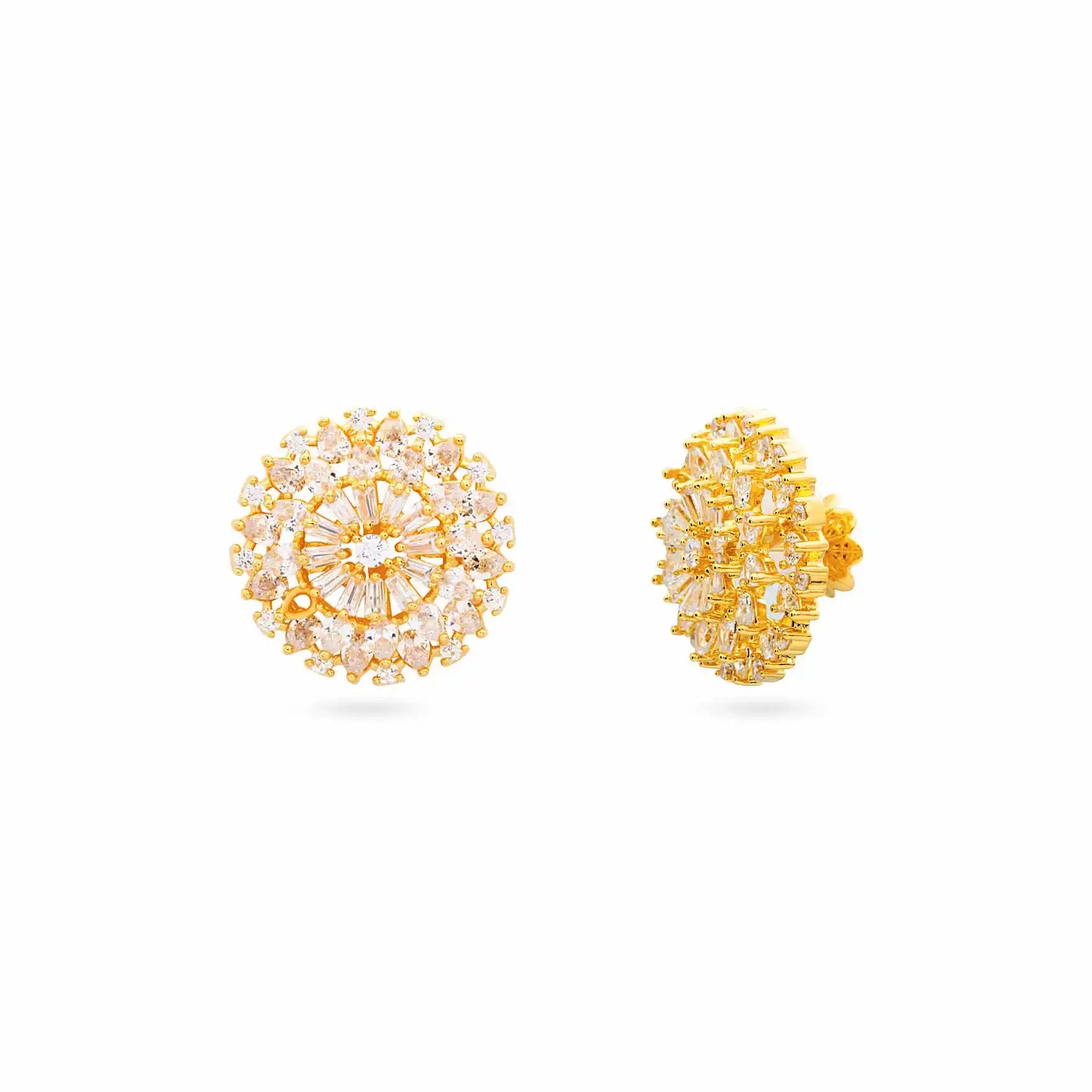 Premium Stone Stud Gold Plated Earrings | Parakkat Jewels 