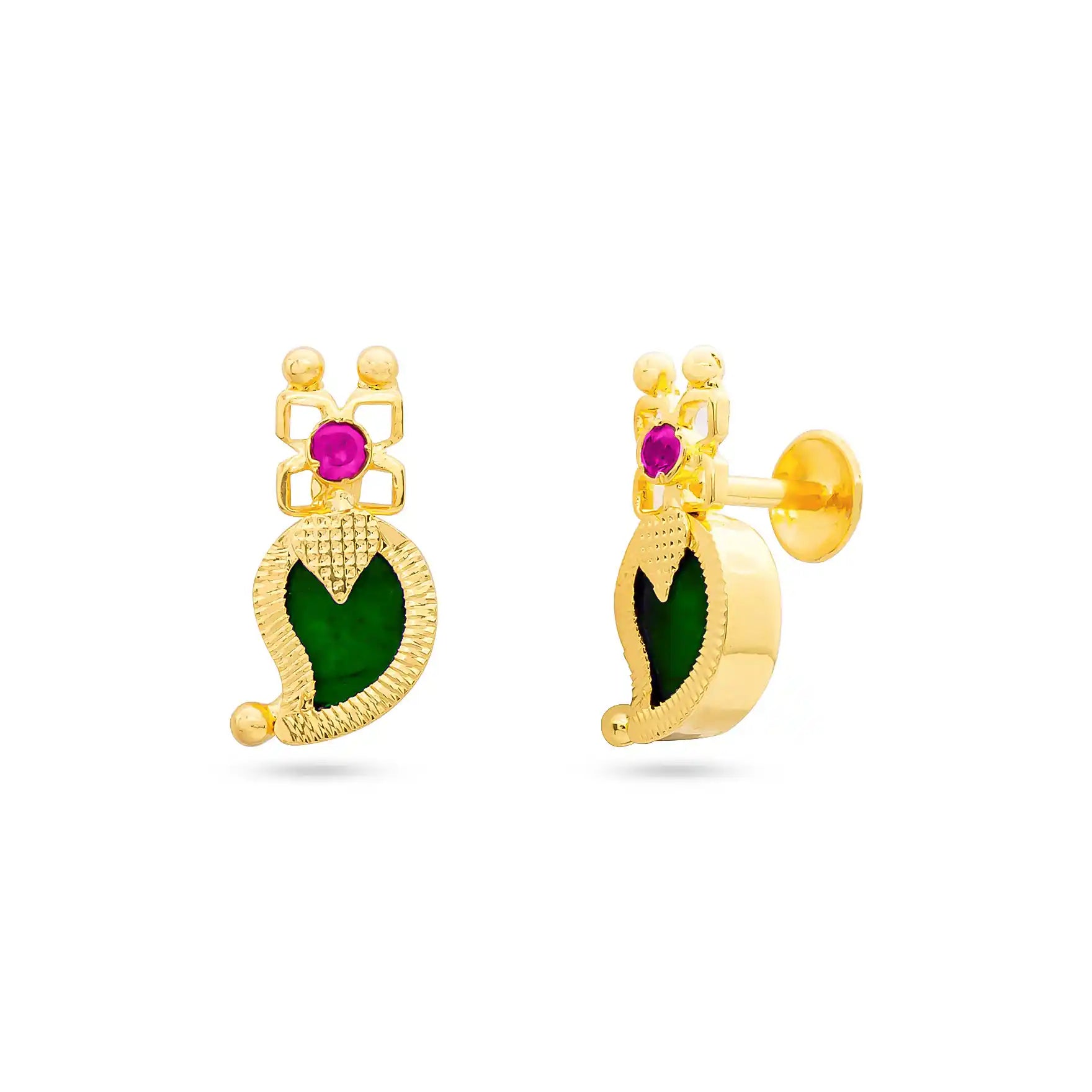 Palakka Green Stone Stud PSPKSTMG8-001