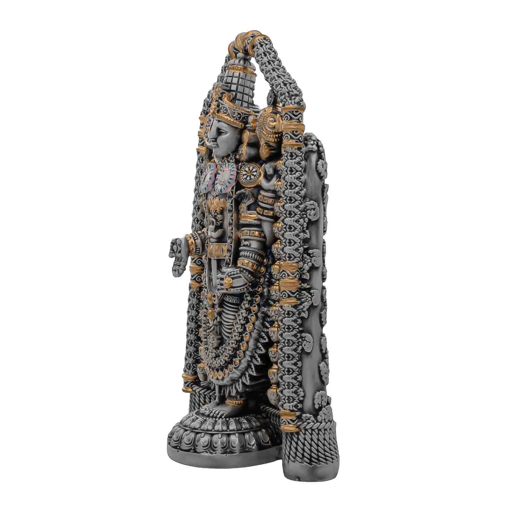 Lord Venkateswara Idol – Antique Silver Layered Temple Style Figurine – Tirupati Balaji Murti (Hindu Spiritual Statue) – Pooja & Home Décor | PIDRST3-007