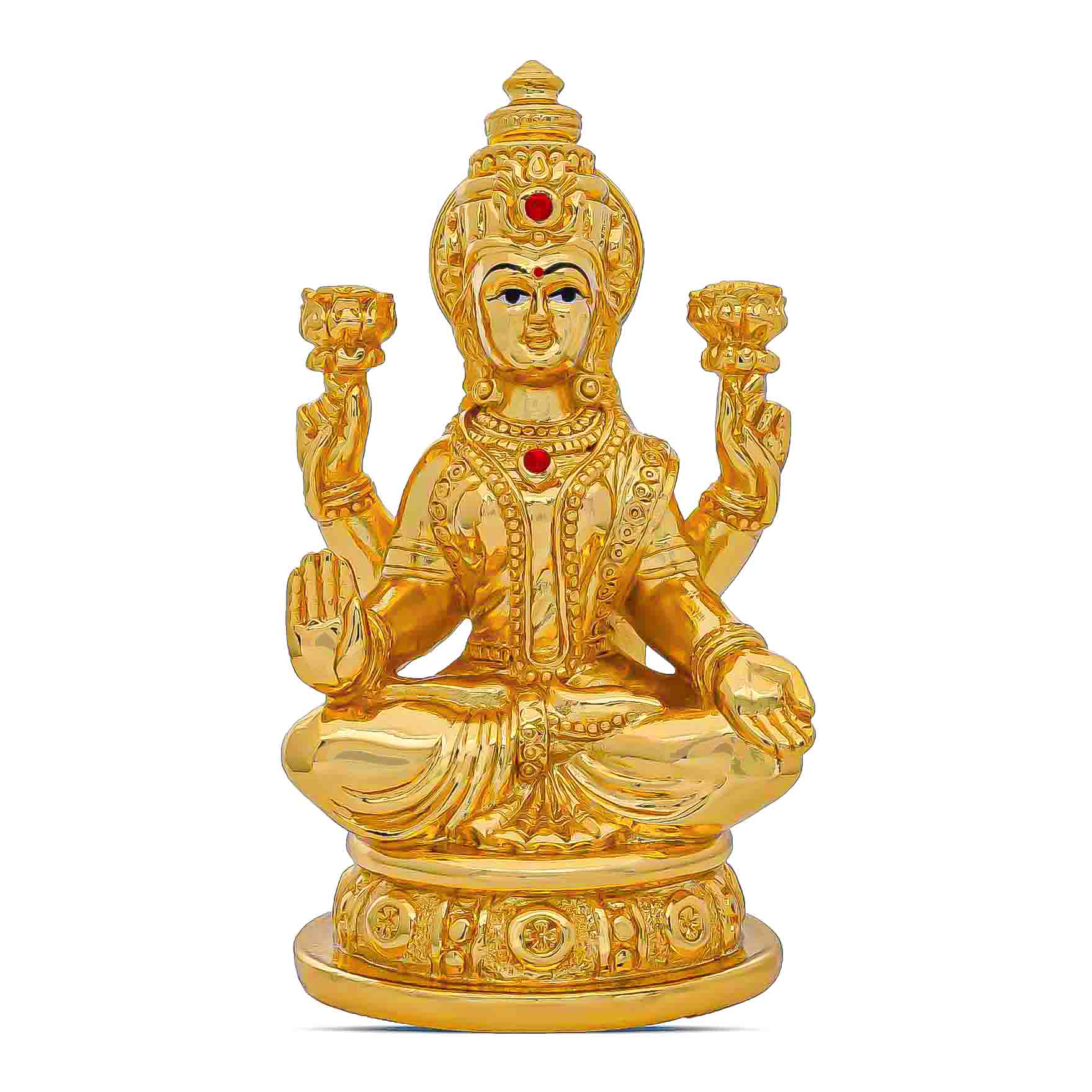 Goddess Lakshmi Idol – Gold Layered Figurine on Lotus – Laxmi Mata Murti (Hindu Spiritual Statue) – Pooja & Home Décor |