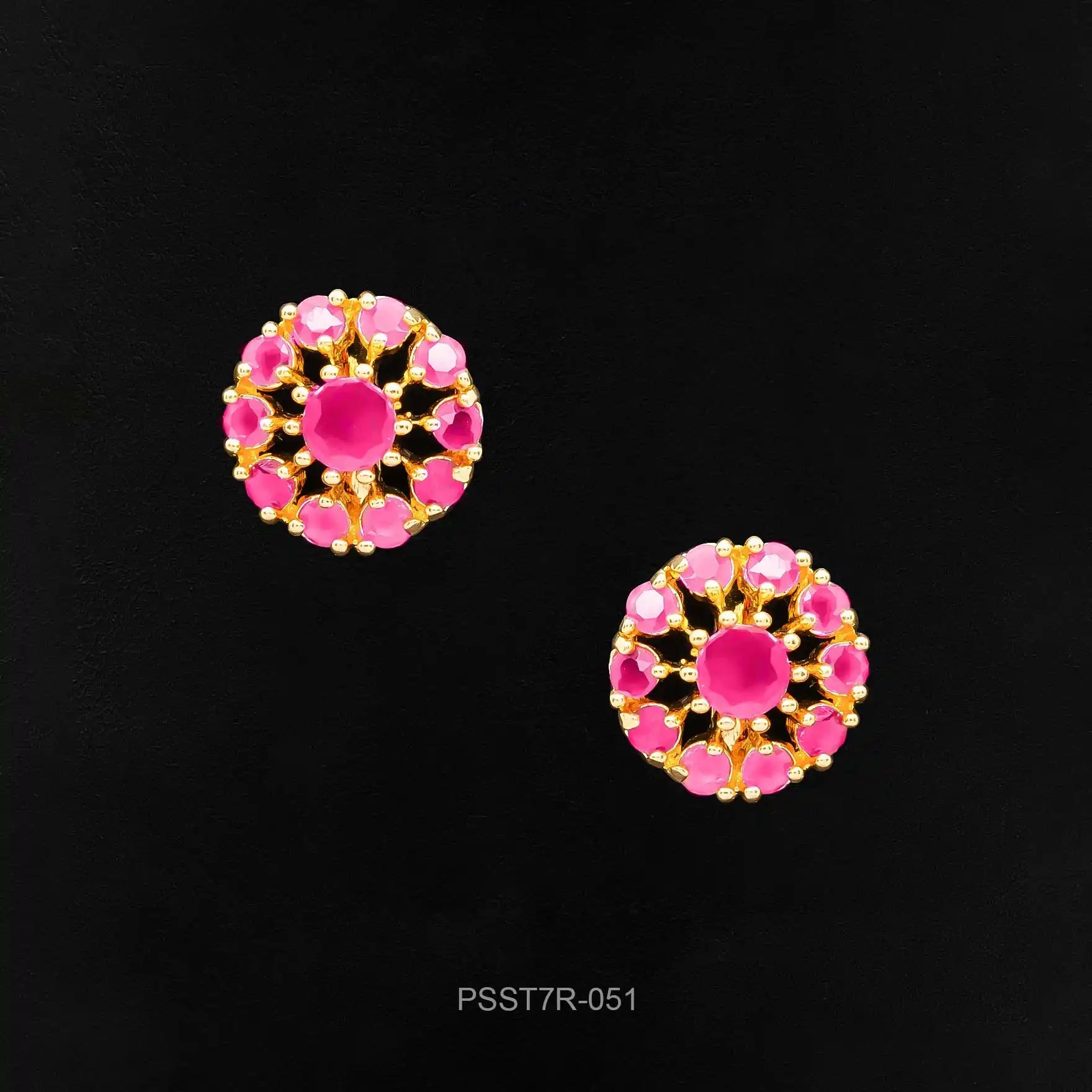 Buy Pink Ad Stone Gold Plated Earrings Online | Parakkat Jewels 