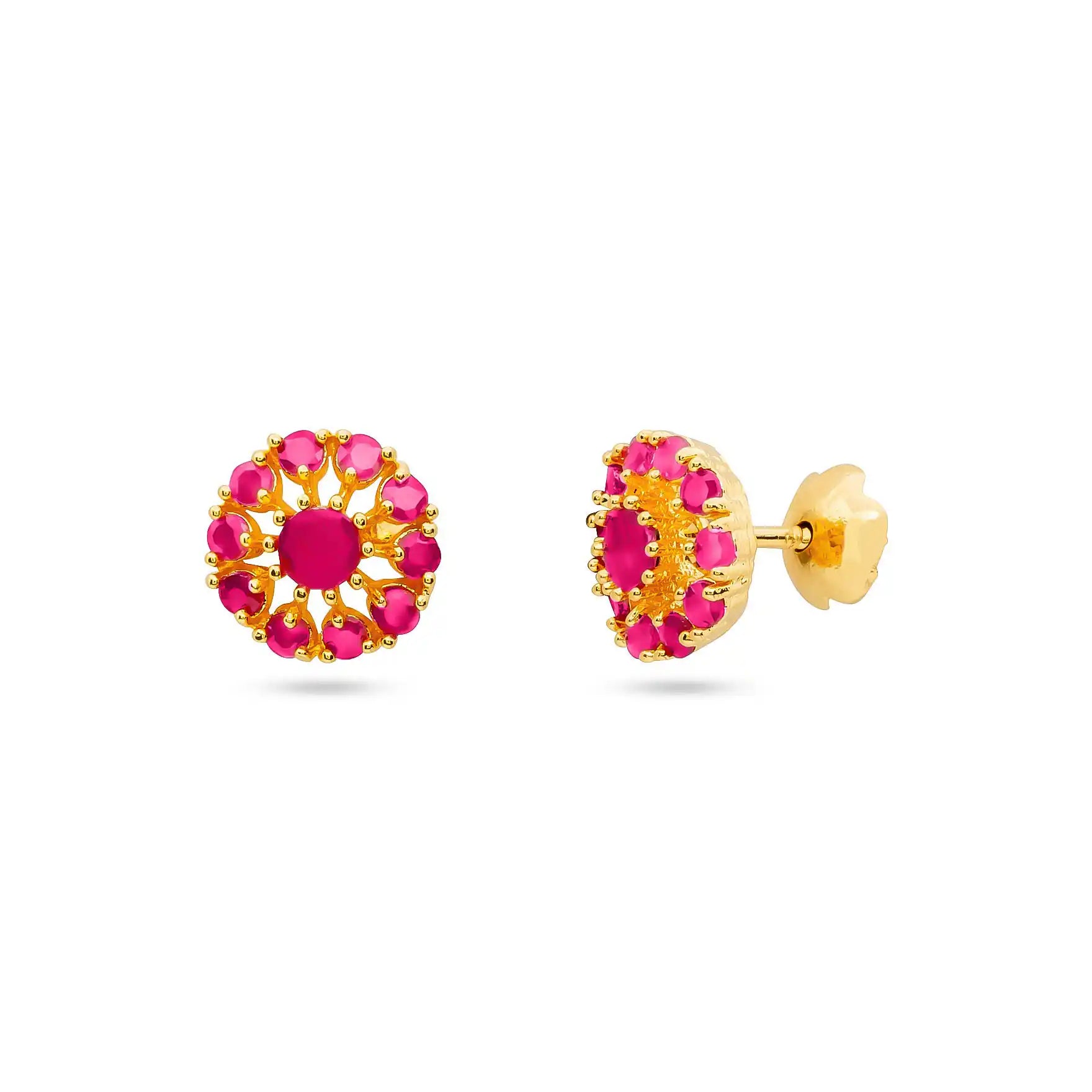 Buy Elegant Pink Ad Stone Gold Plated Earrings | Parakkat Jewels 