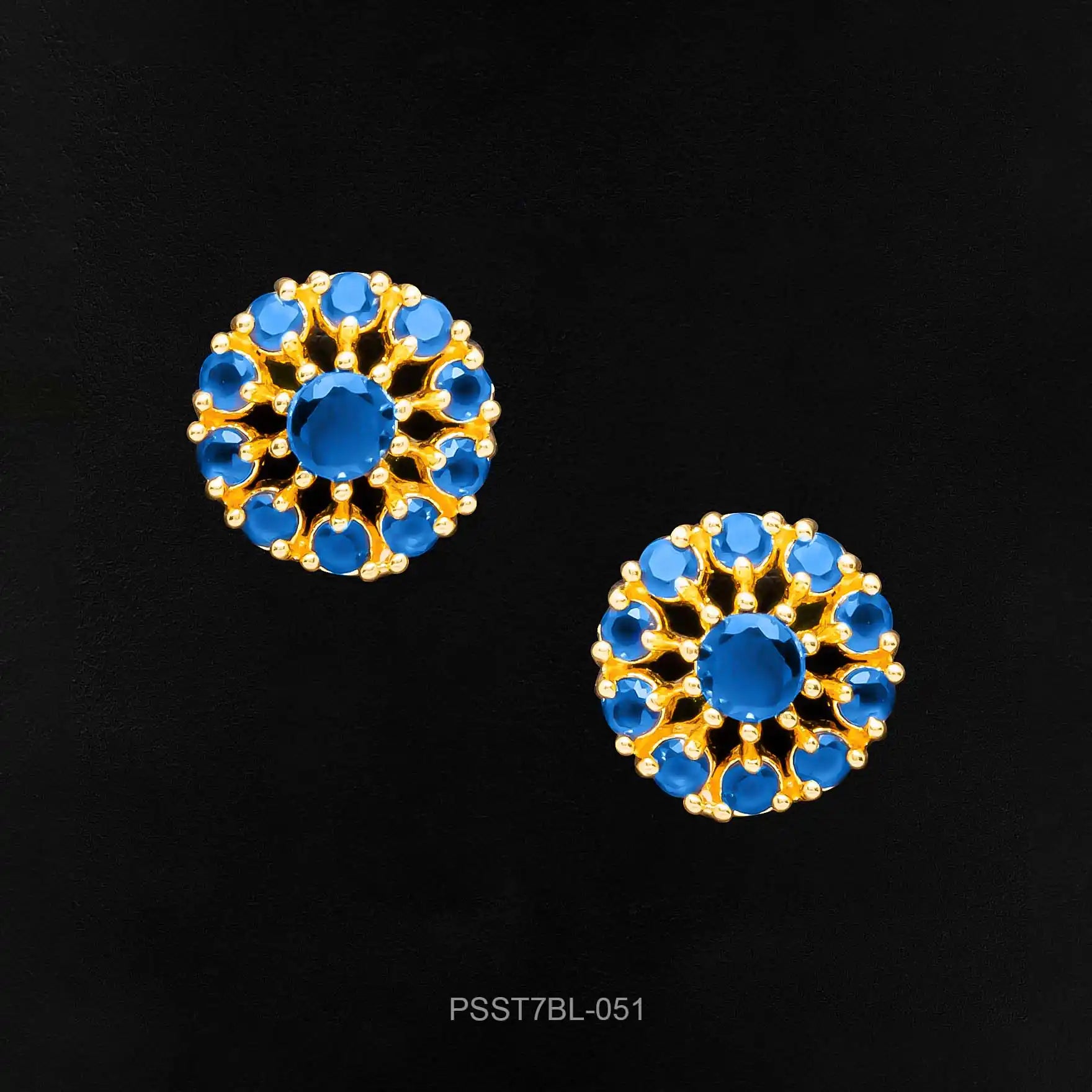 Buy Blue Ad Stone Gold Plated Earrings Online | Parakkat Jewels 