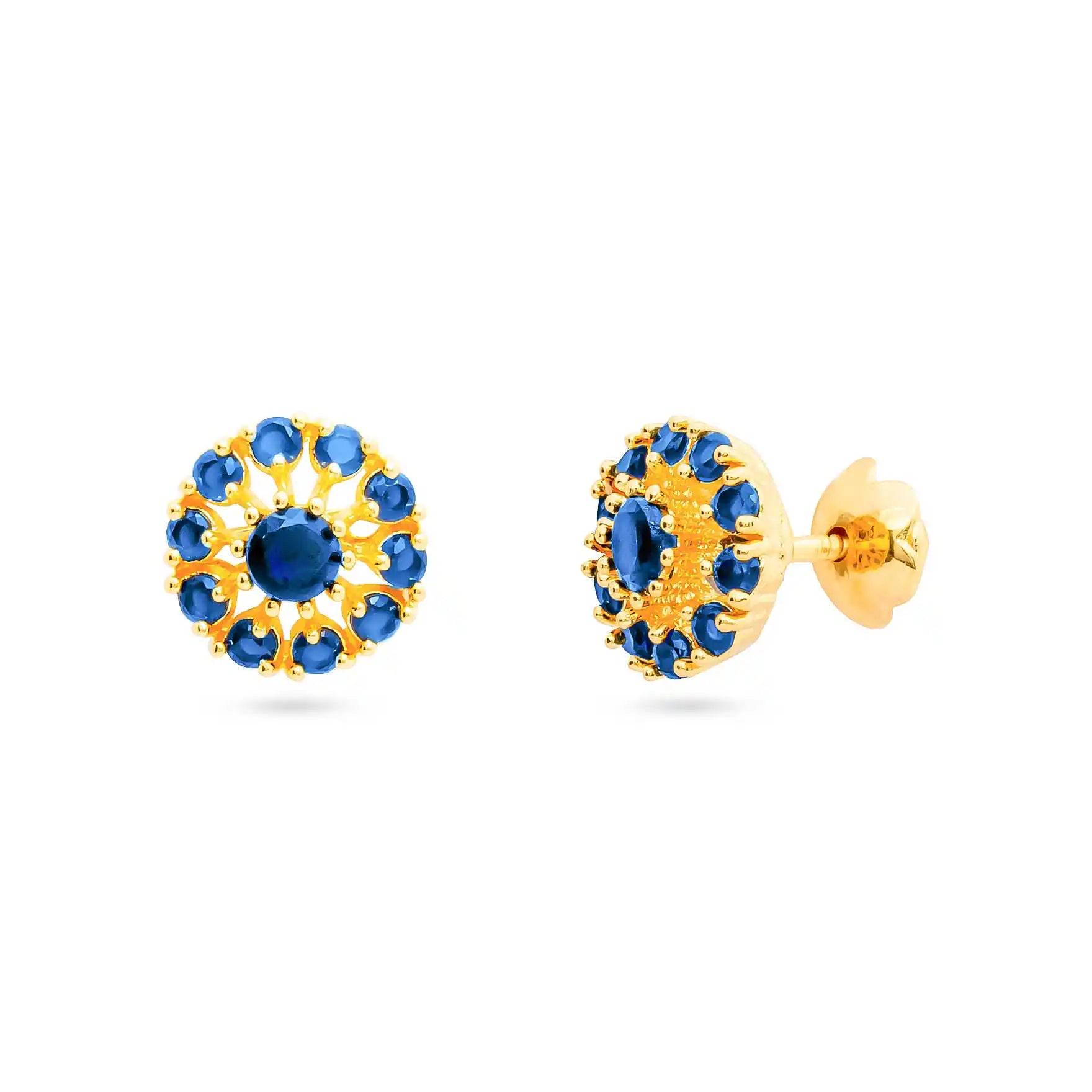 Buy Parakkat Jewels' Blue Ad Stone Gold Plated Earrings 