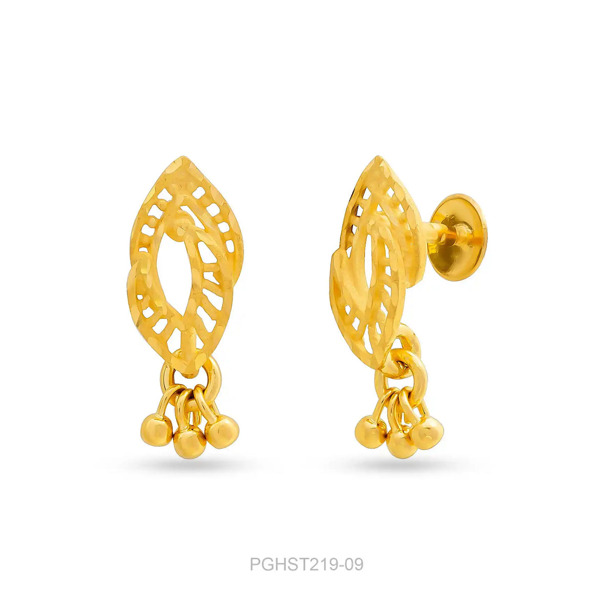 Leaf Openwork Drop Earrings Gold Layered