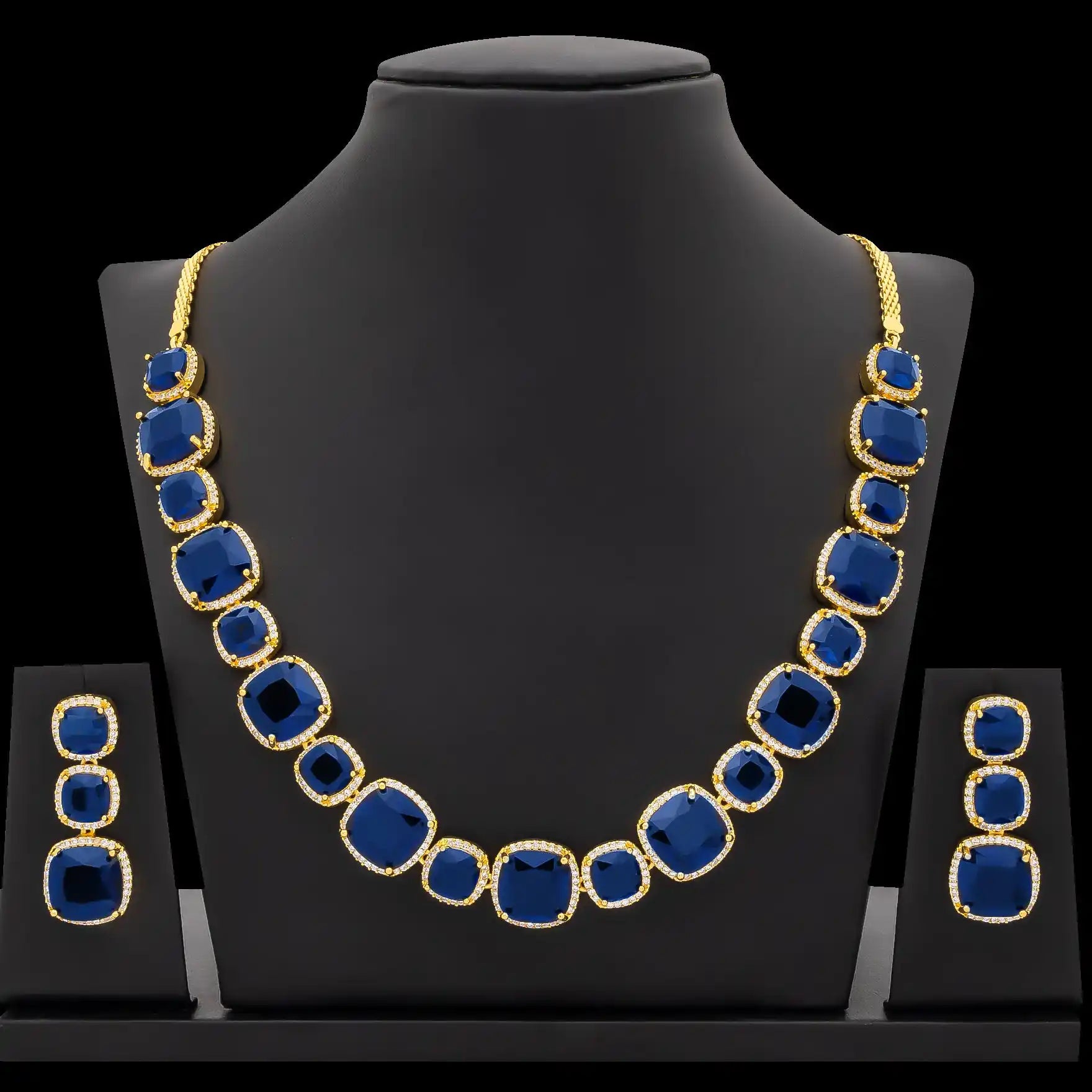 Stone Necklace with Stud PMSNS23WBL-008, PMSHST15WBL-082