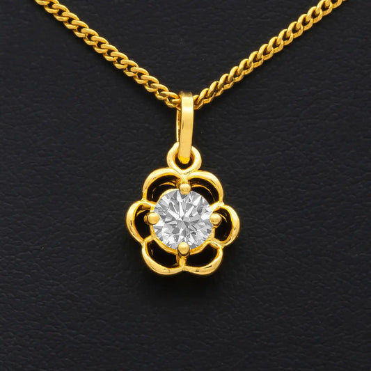 Bloom Ring Solitaire Fine Stone Locket Gold Layered – Pendant, Floral Pendant, Floral – product view 1