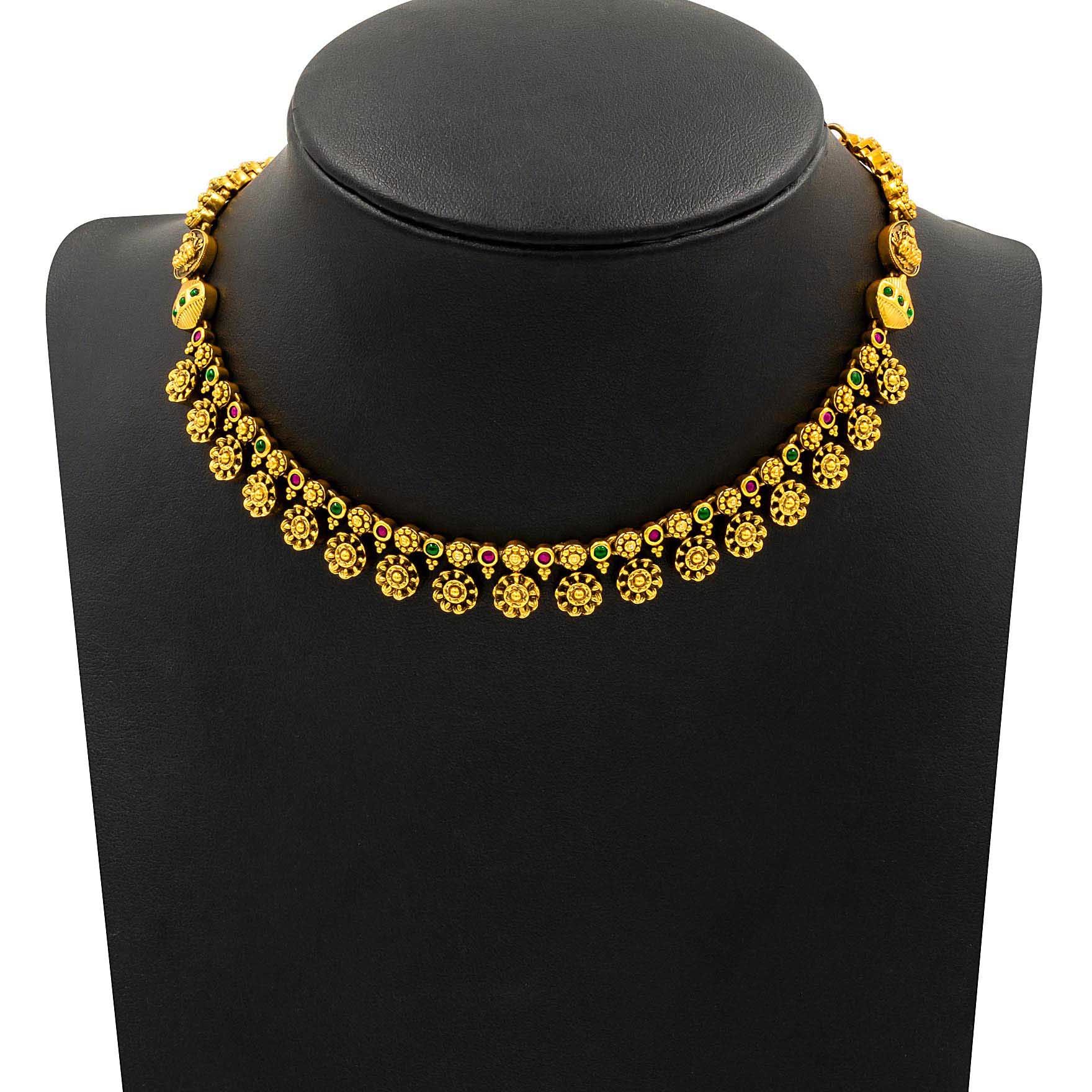 Sreshta Collection Gheru Necklace with Stud PSGRHSTSR23RG-061, PSGRNSSR31RG-035