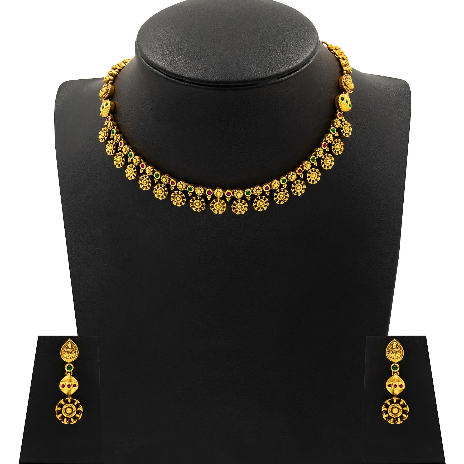 Sreshta Collection Gheru Necklace with Stud PSGRHSTSR23RG-061, PSGRNSSR31RG-035