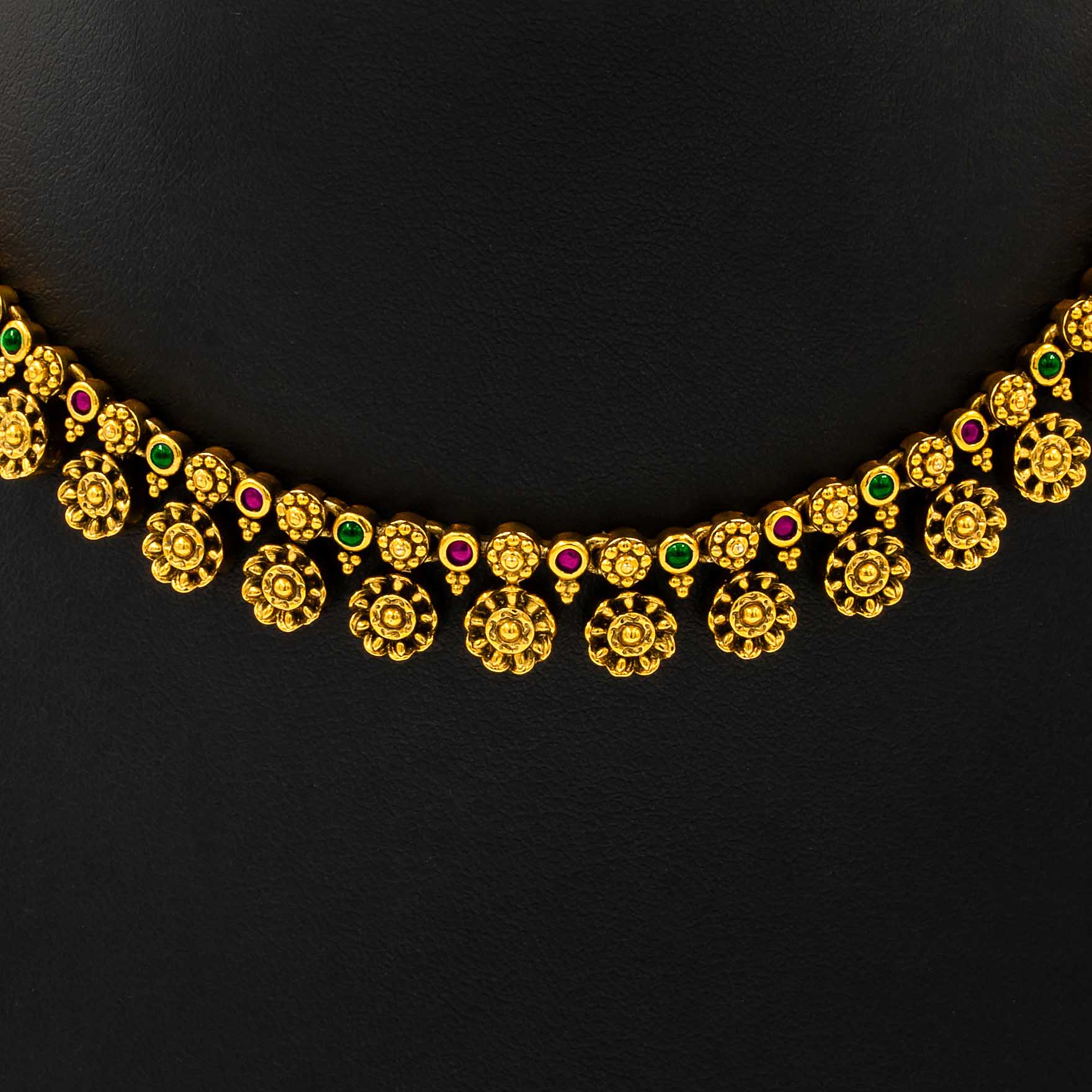 Sreshta Collection Gheru Necklace with Stud PSGRHSTSR23RG-061, PSGRNSSR31RG-035