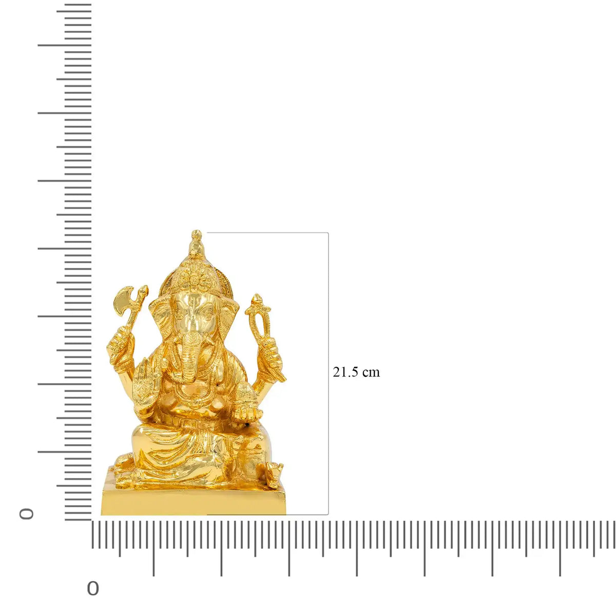Ganesha Plain Block Brass Idol Gold Layered