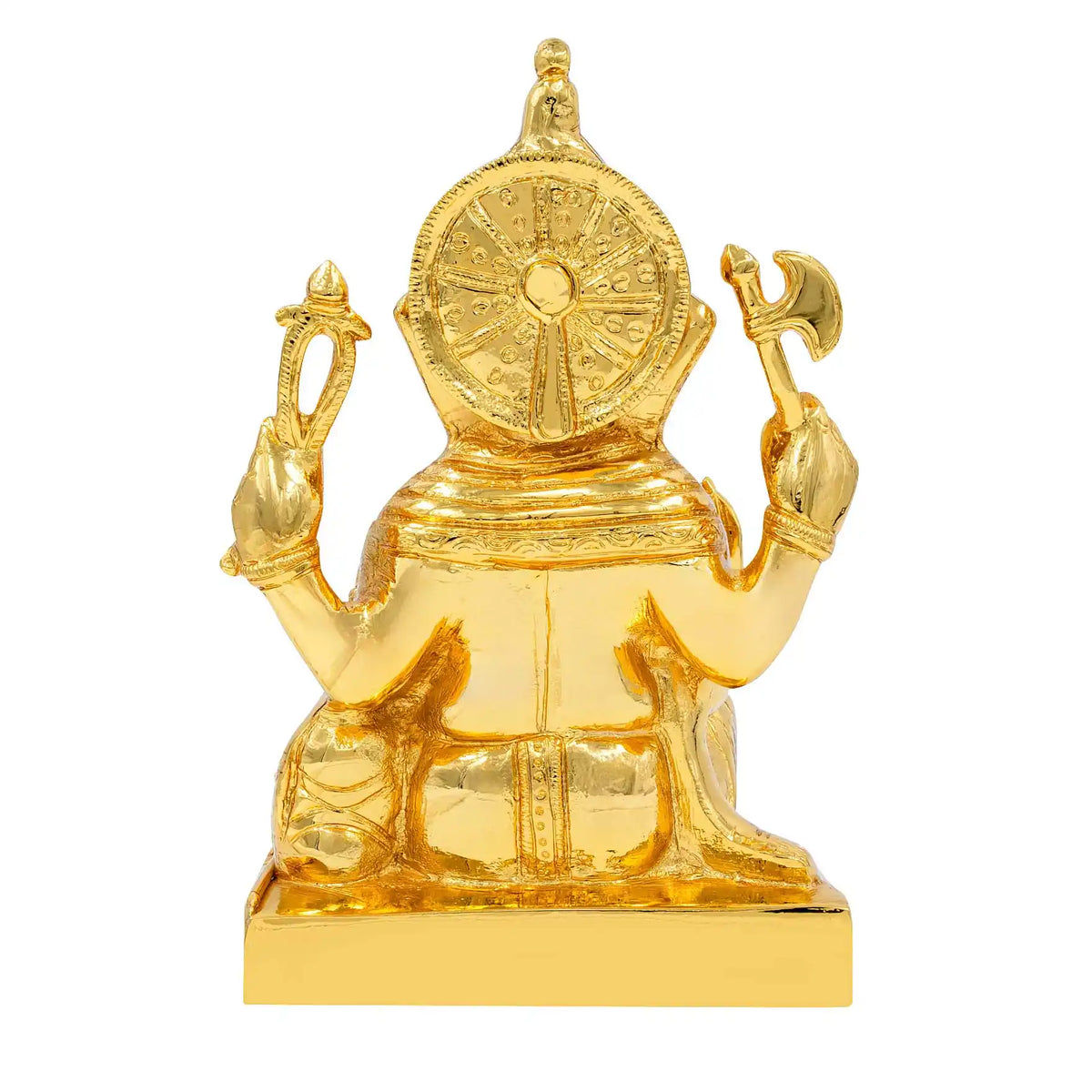 Ganesha Plain Block Brass Idol Gold Layered